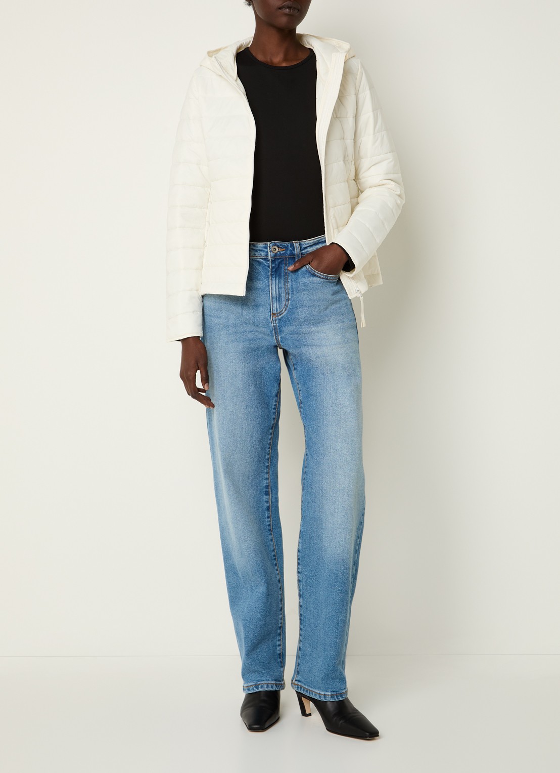 Benetton Gewatteerd jack met waterafstotende coating - voorkant 3 creme
