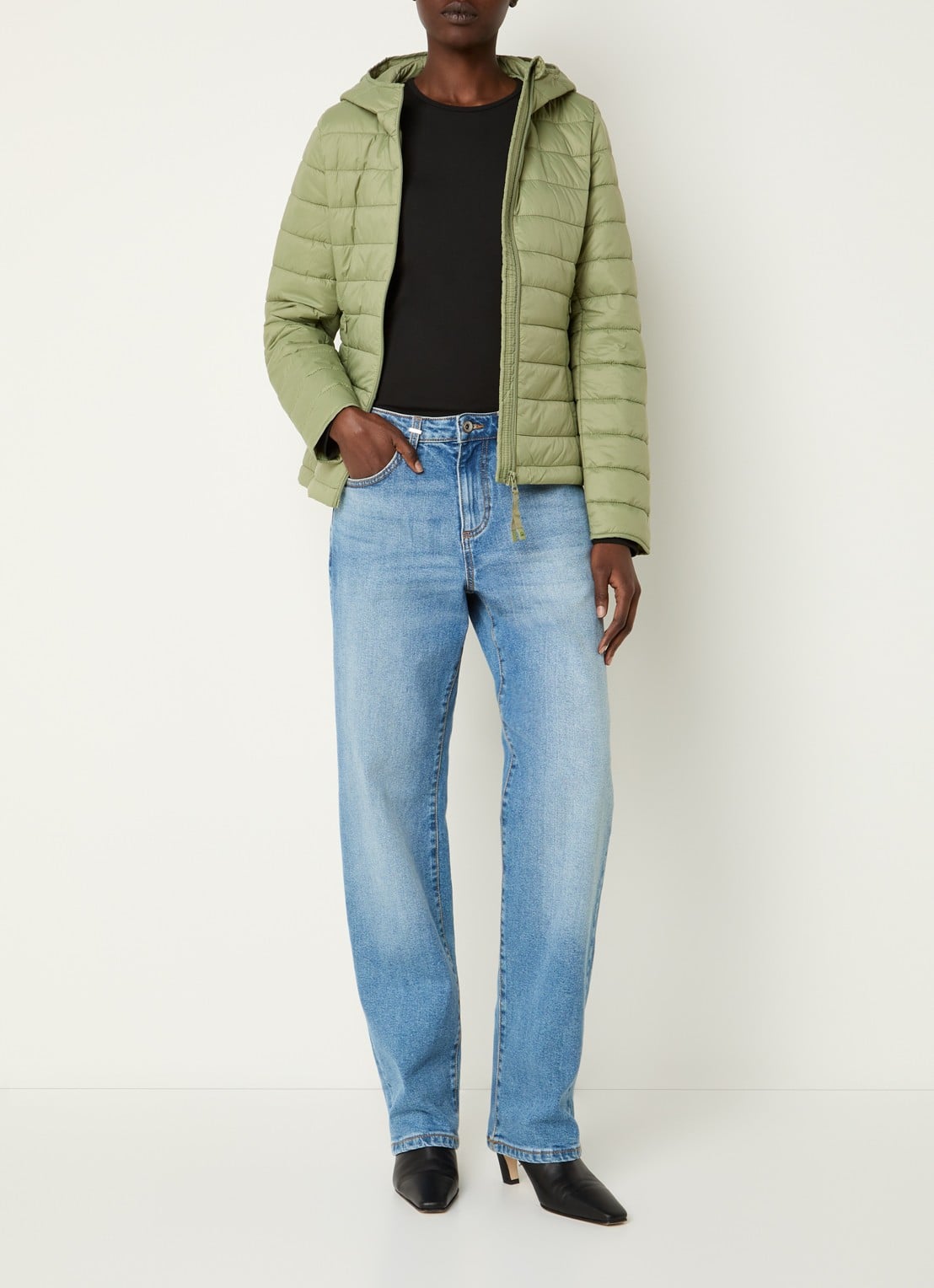 Benetton Gewatteerd jack met waterafstotende coating - voorkant 3 groen