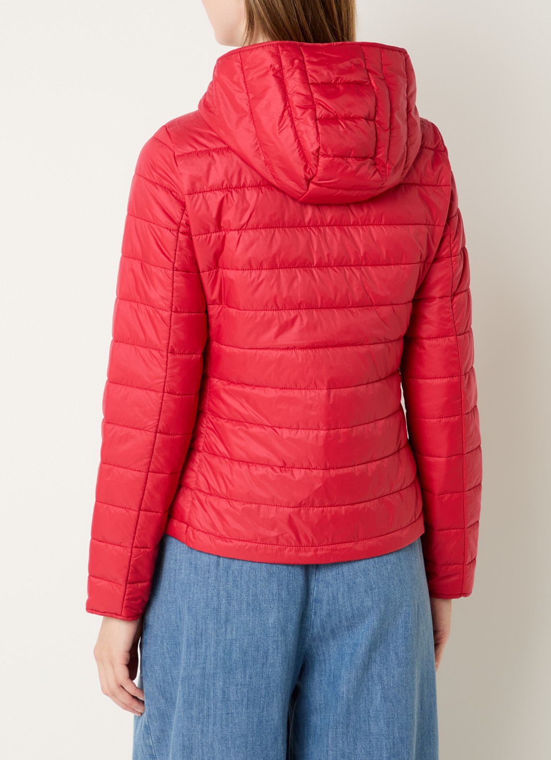 Benetton Gewatteerd jack met waterafstotende coating - achterkant koraalrood