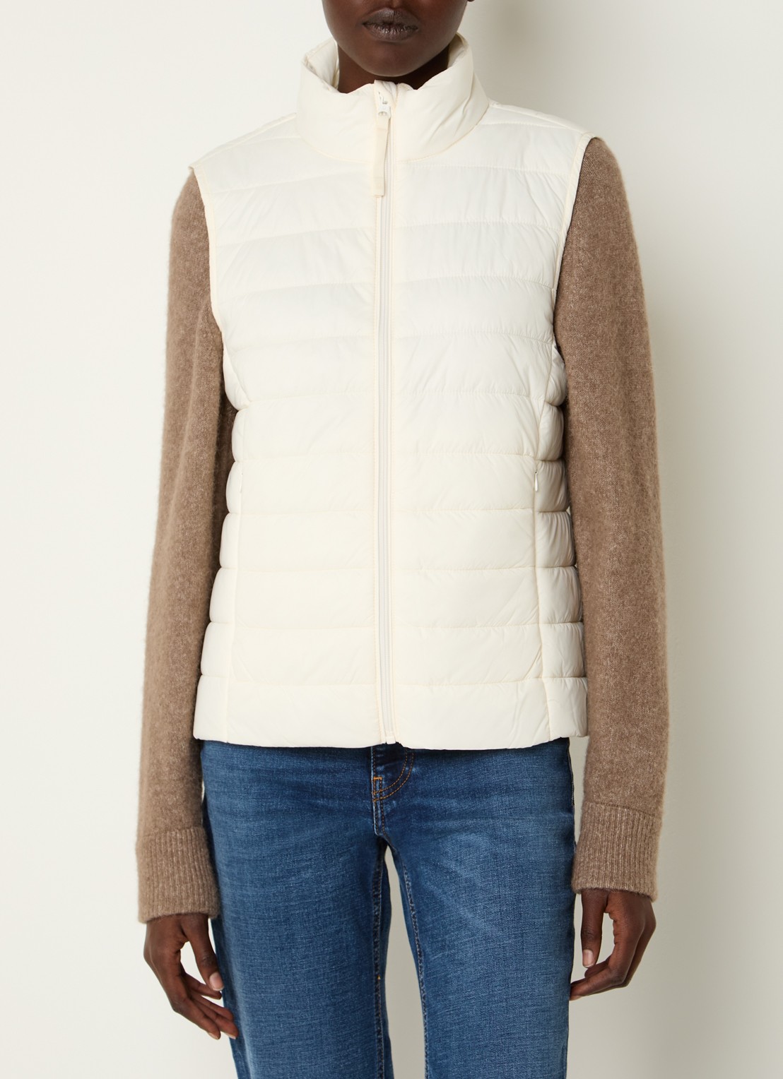 Benetton Gewatteerde bodywarmer met waterafstotende coating - detail lichtbruin