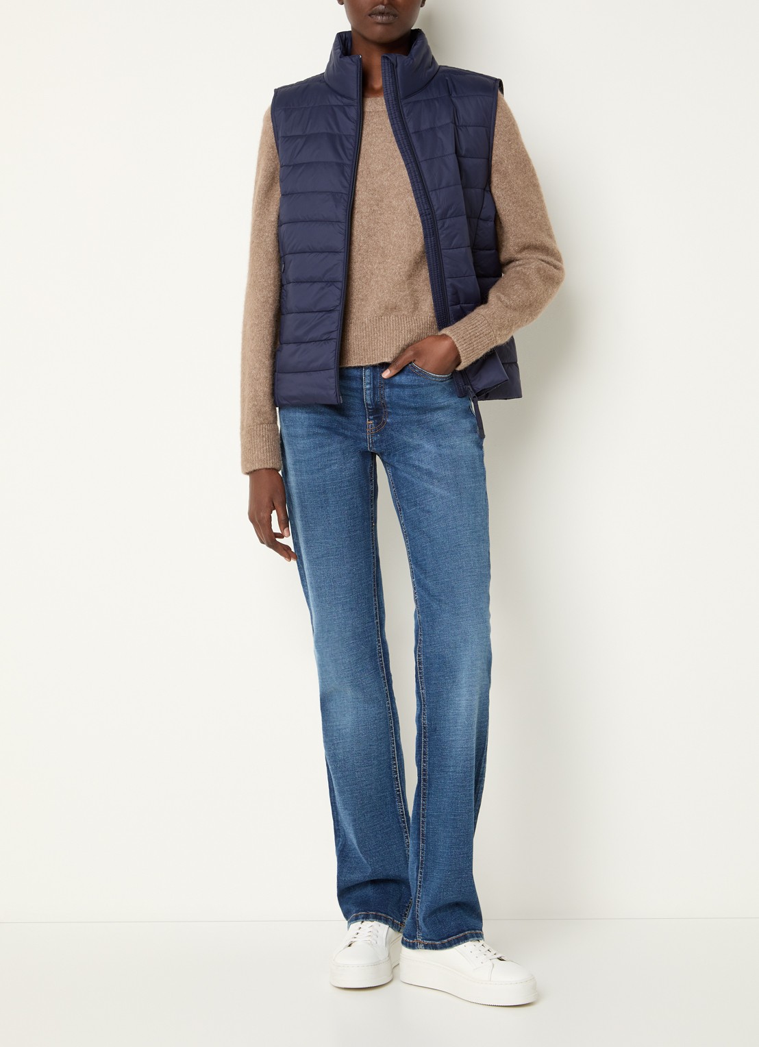 Benetton Gewatteerde bodywarmer met waterafstotende coating - voorkant 3 donkerblauw
