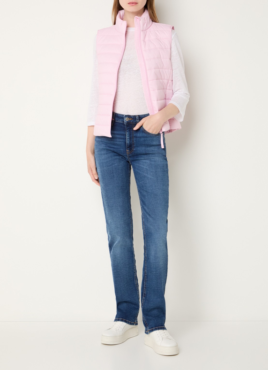 Benetton Gewatteerde bodywarmer met waterafstotende coating - voorkant 2 oudroze