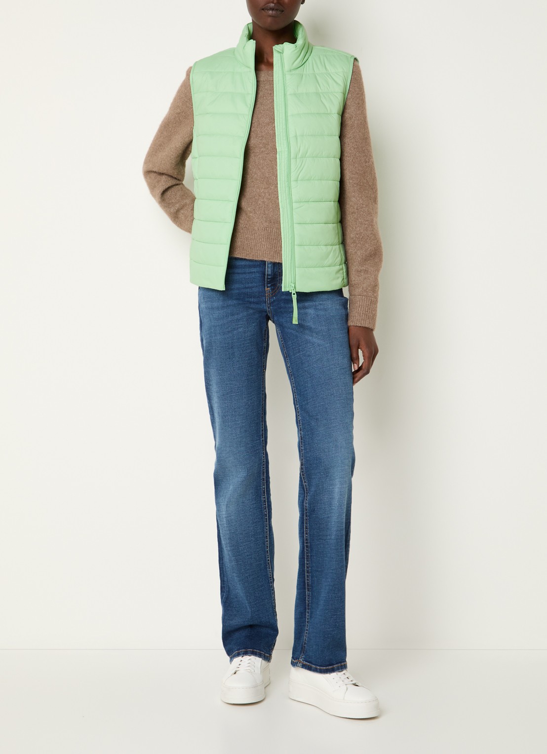 Benetton Gewatteerde bodywarmer met waterafstotende coating - voorkant 2 mint