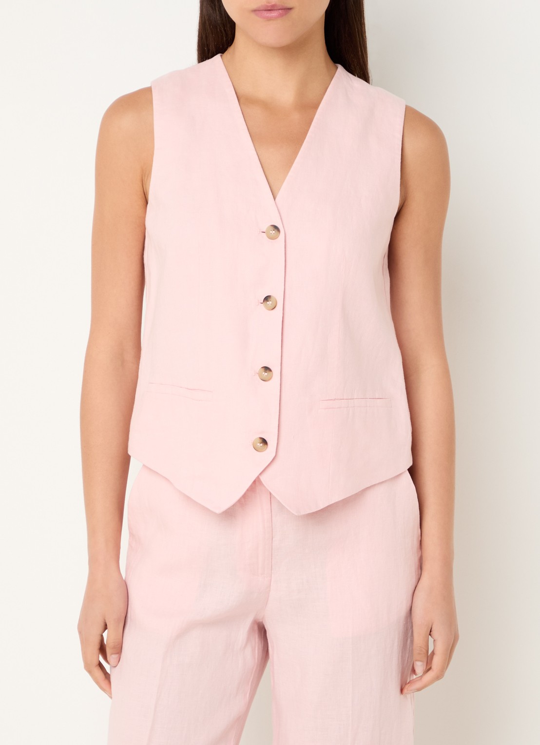Benetton Gilet van linnen - detail 4 roze