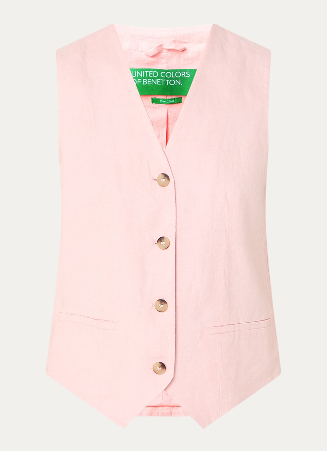 Benetton Gilet van linnen - voorkant 2 roze