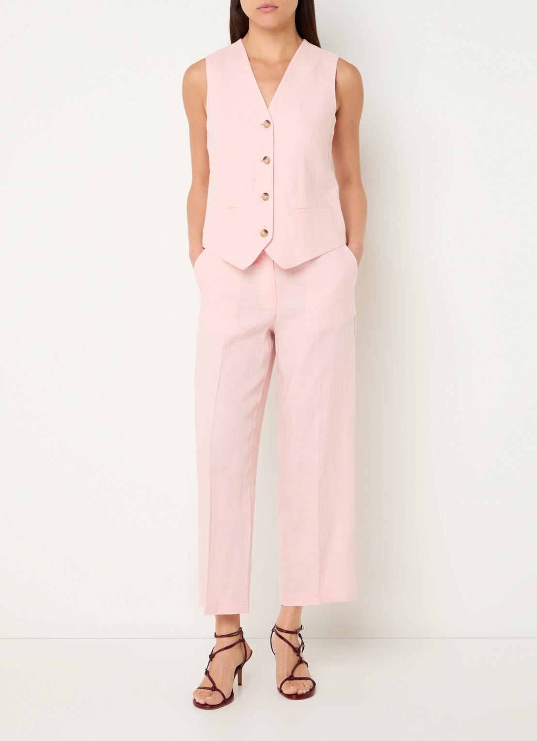 Benetton Gilet van linnen - voorkant 3 roze