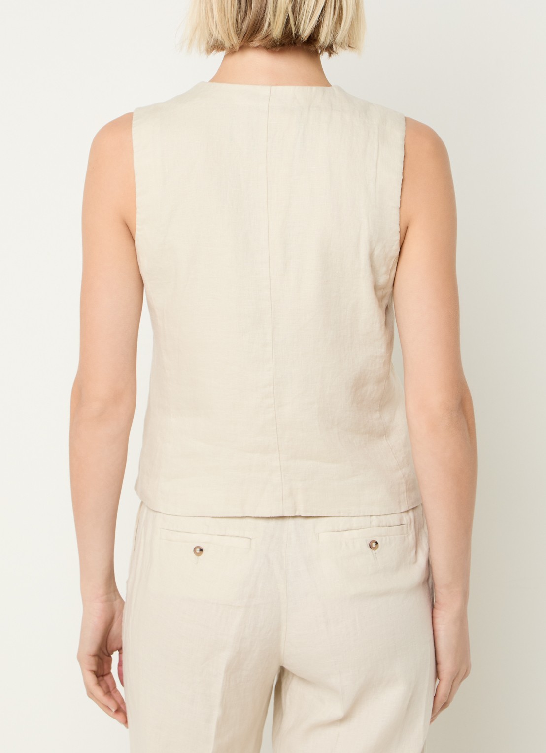 Benetton Gilet van linnen - achterkant 4 zand