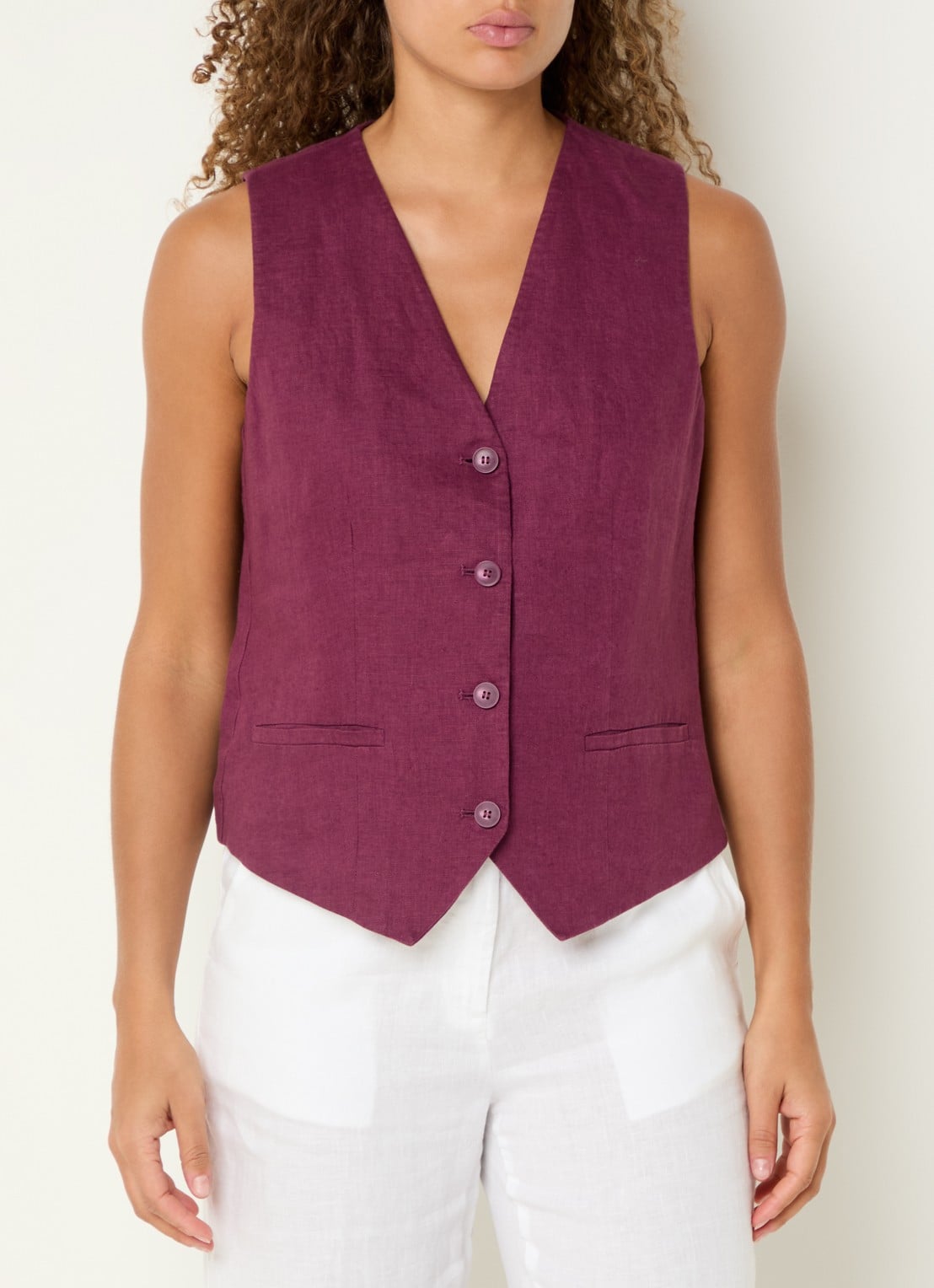 Benetton Gilet van linnen - detail paars