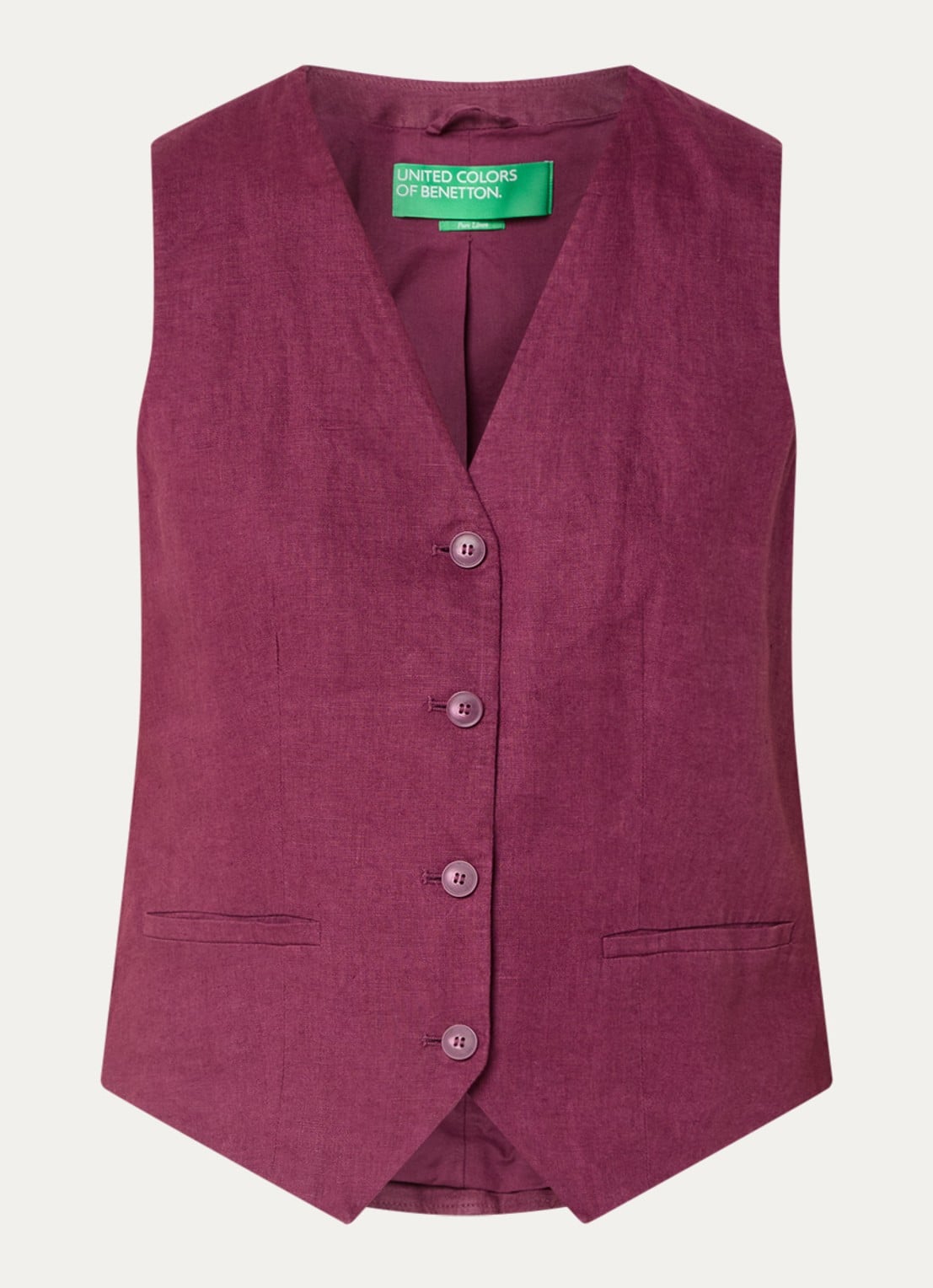 Benetton Gilet van linnen - voorkant 3 paars