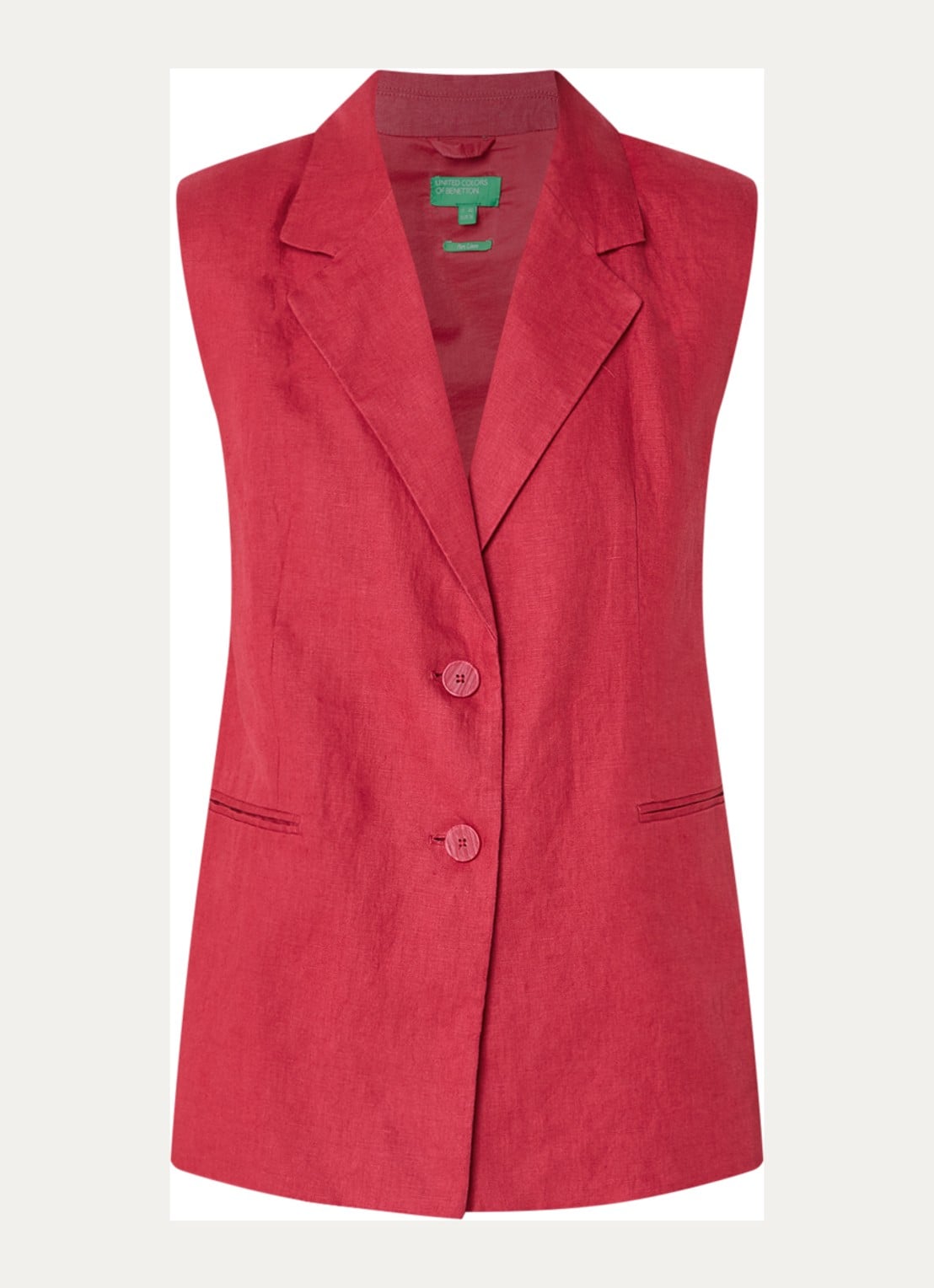 Benetton Gilet van linnen - voorkant 3 kersenrood