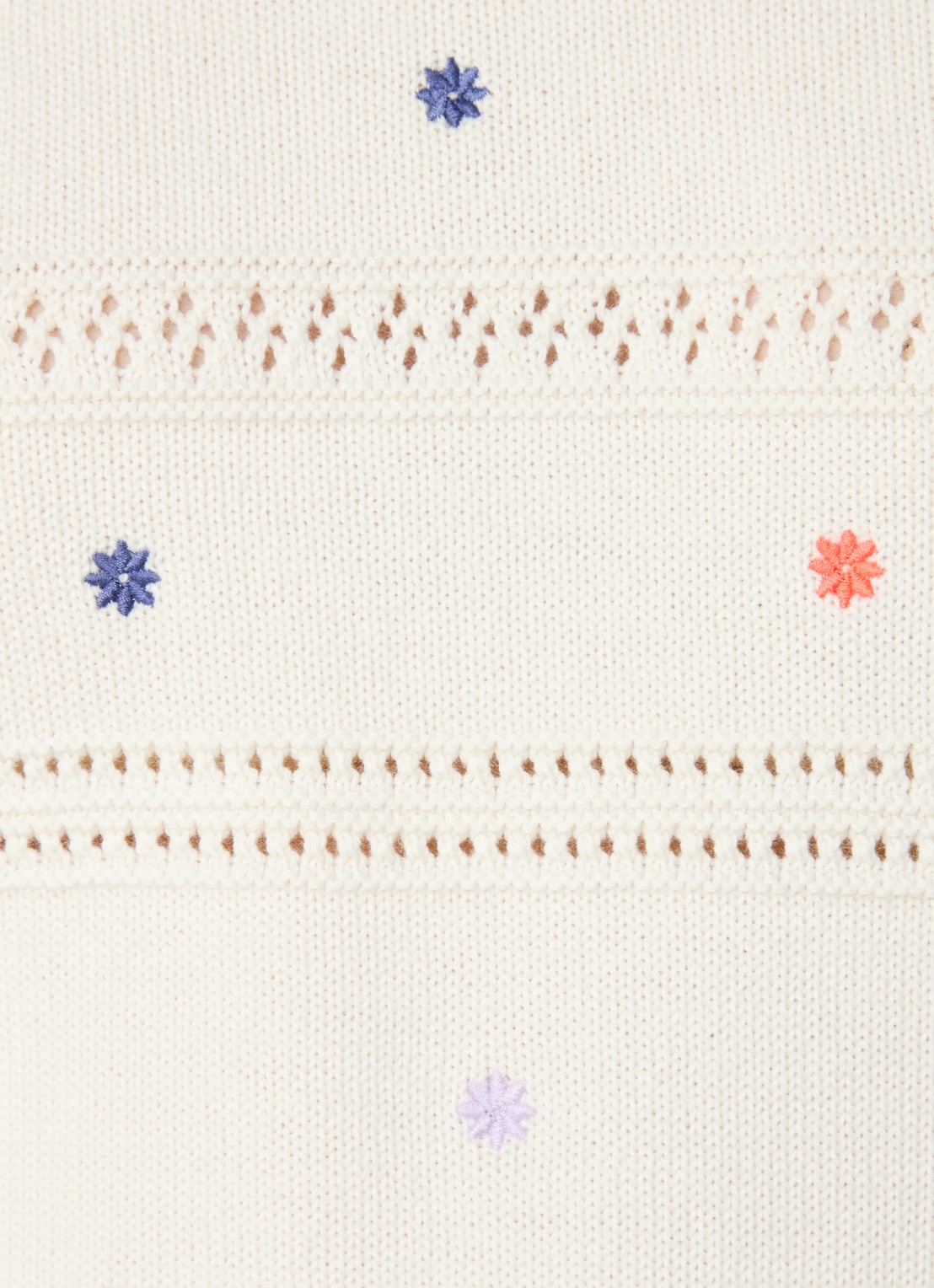 Benetton Grofgebreide pullover met borduring - detail 5 creme