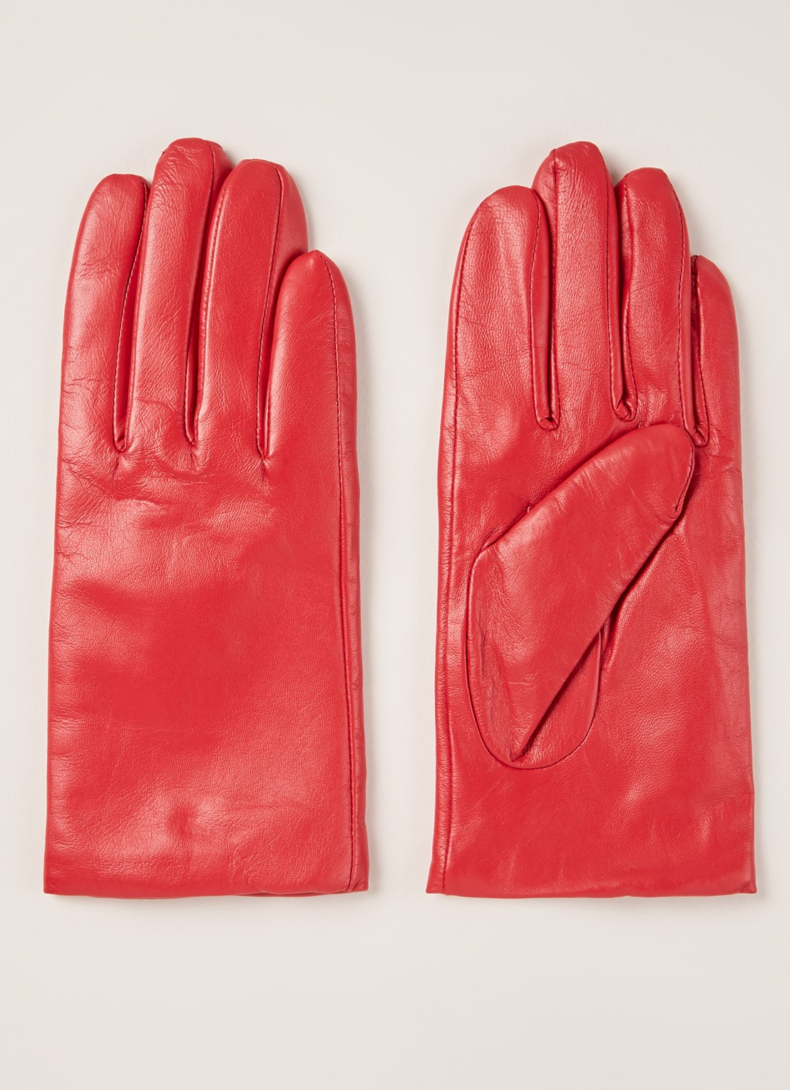 Benetton Handschoenen van schapenleer - voorkant 2 koraalrood