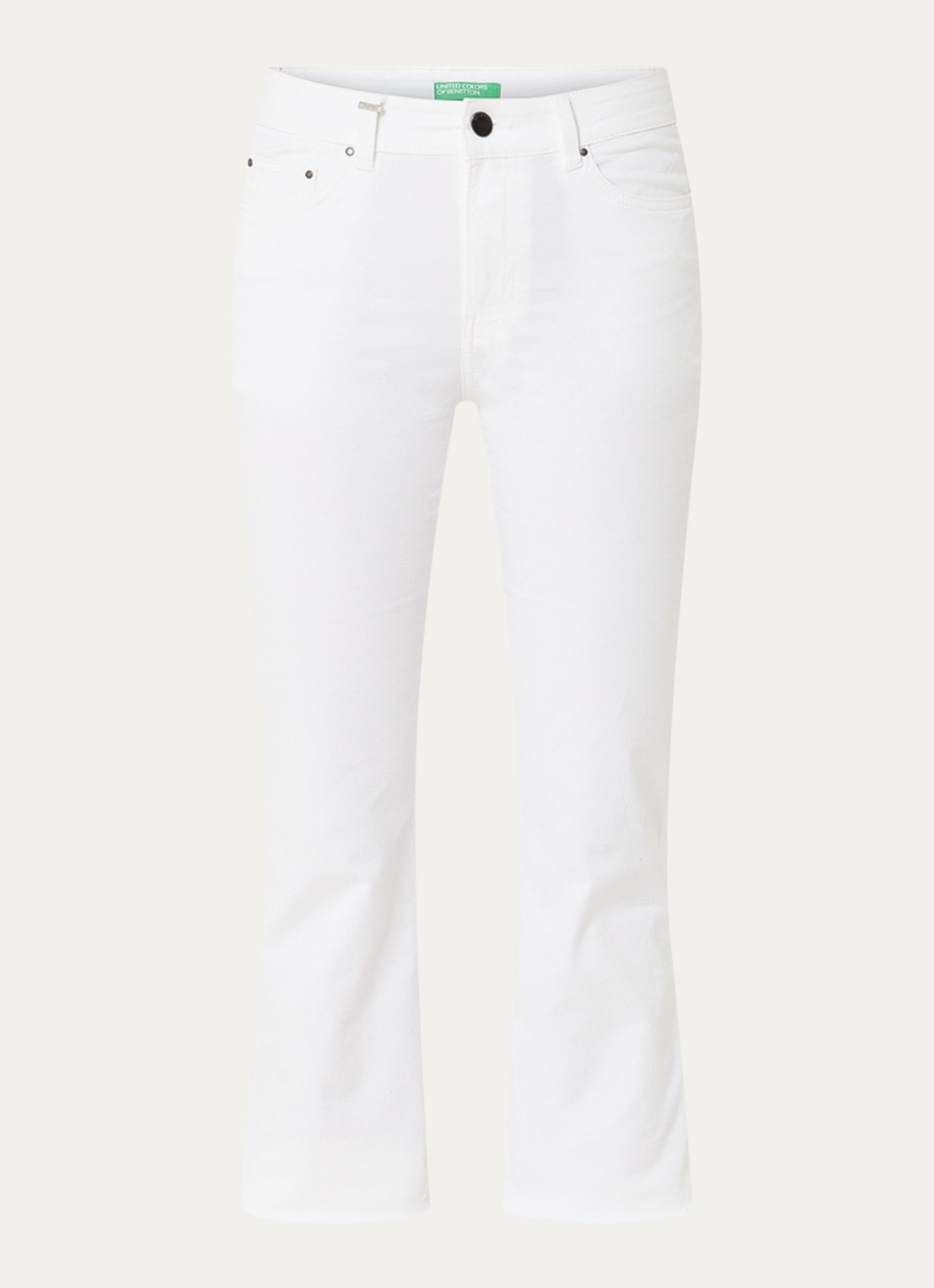 Benetton High waist cropped bootcut jeans met gekleurde wassing - voorkant 2 gebroken wit
