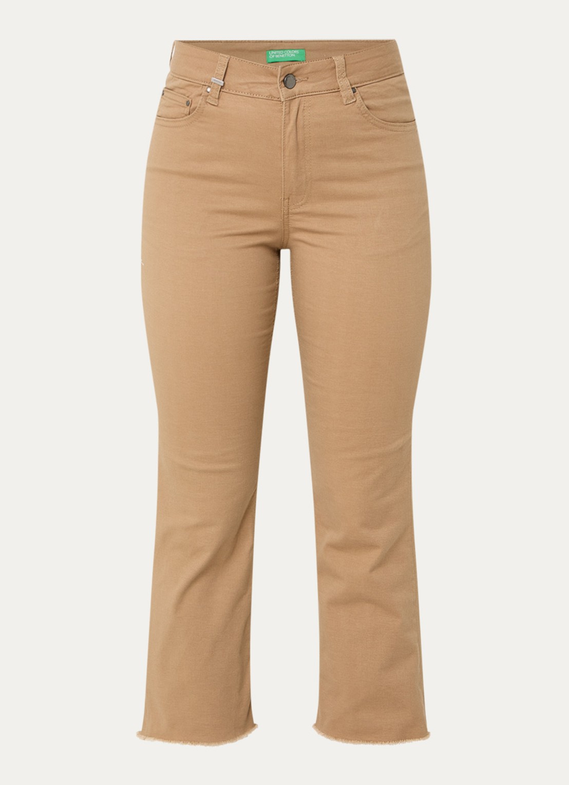 Benetton High waist cropped bootcut jeans met gekleurde wassing - voorkant 2 camel