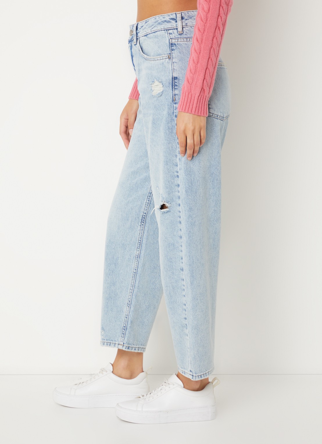 Benetton High waist cropped straight leg jeans - detail 4 indigo