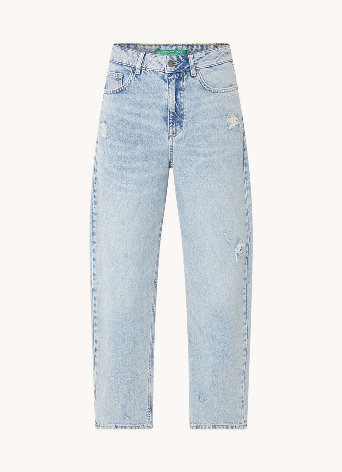 Benetton High waist cropped straight leg jeans - voorkant indigo