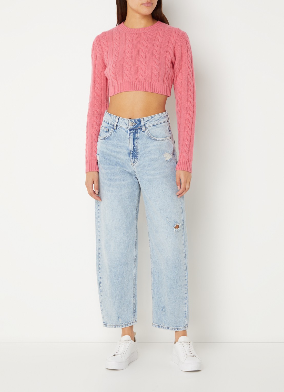Benetton High waist cropped straight leg jeans - voorkant 2 indigo