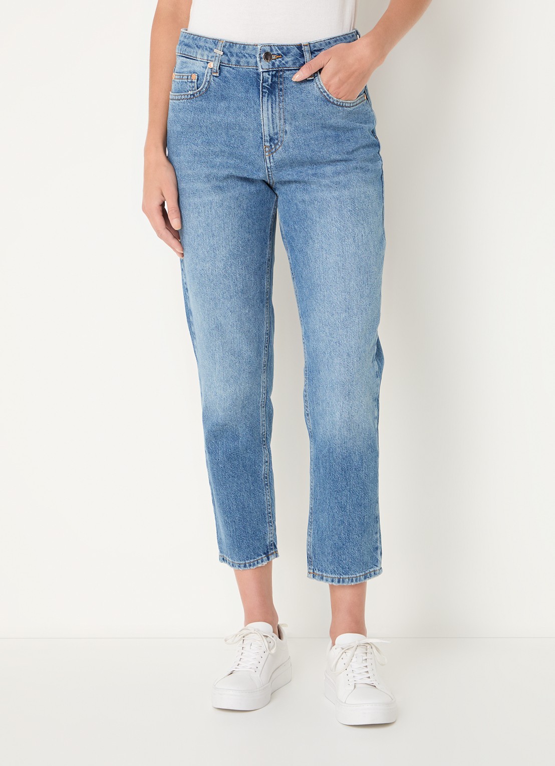 Benetton High waist cropped tapered fit jeans - detail 2 blauw