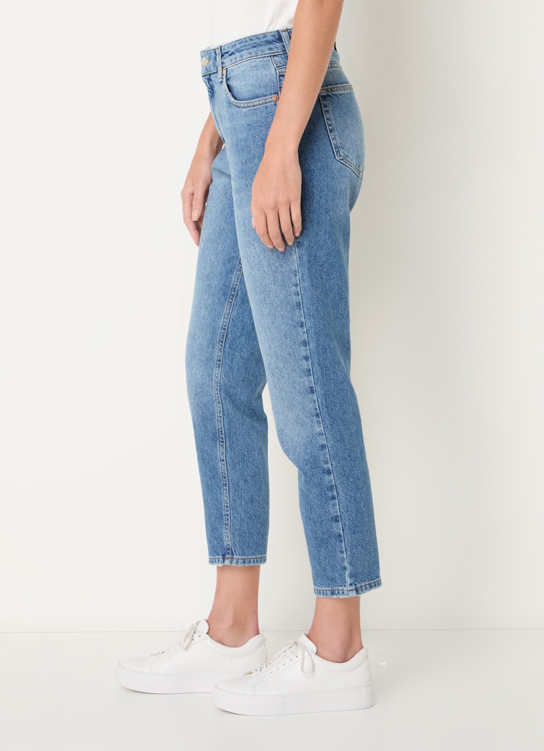 Benetton High waist cropped tapered fit jeans - detail 3 blauw
