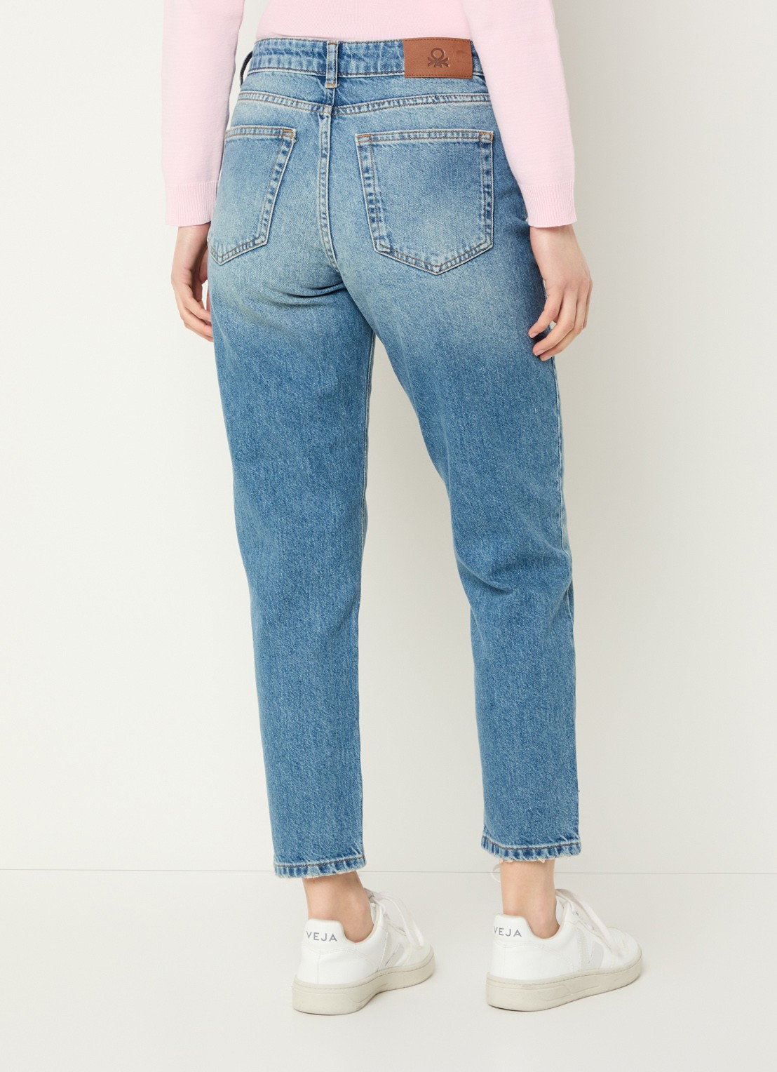 Benetton High waist cropped tapered fit jeans - achterkant 5 indigo