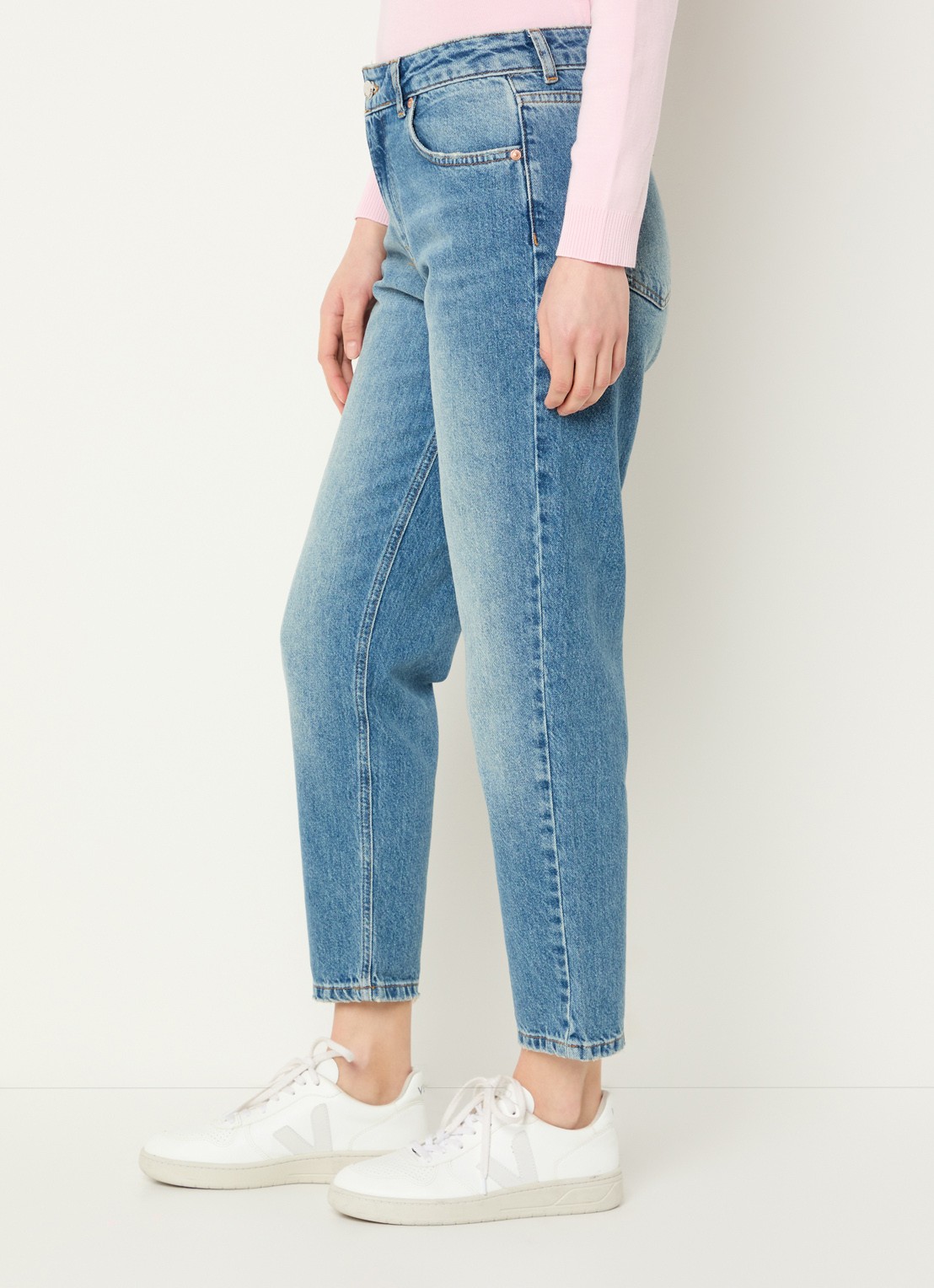 Benetton High waist cropped tapered fit jeans - detail 2 indigo