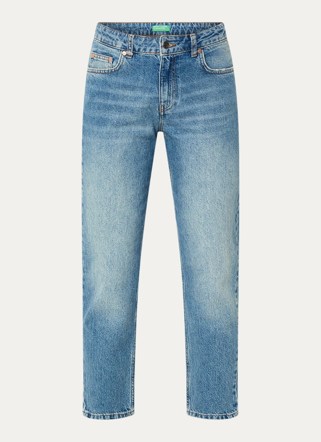 Benetton High waist cropped tapered fit jeans - voorkant 3 indigo