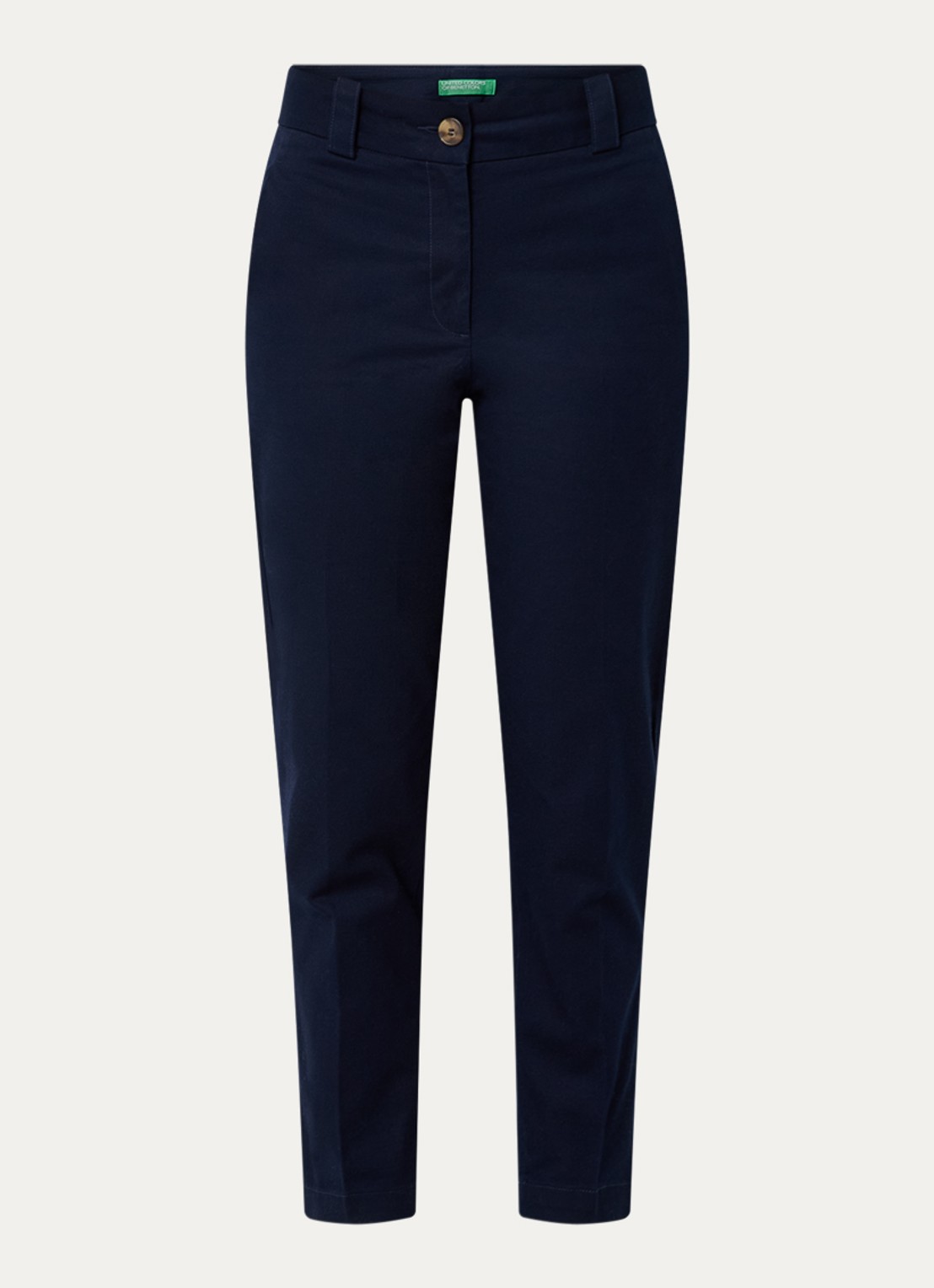 Benetton High waist cropped tapered fit pantalon met steekzakken - voorkant 2 donkerblauw