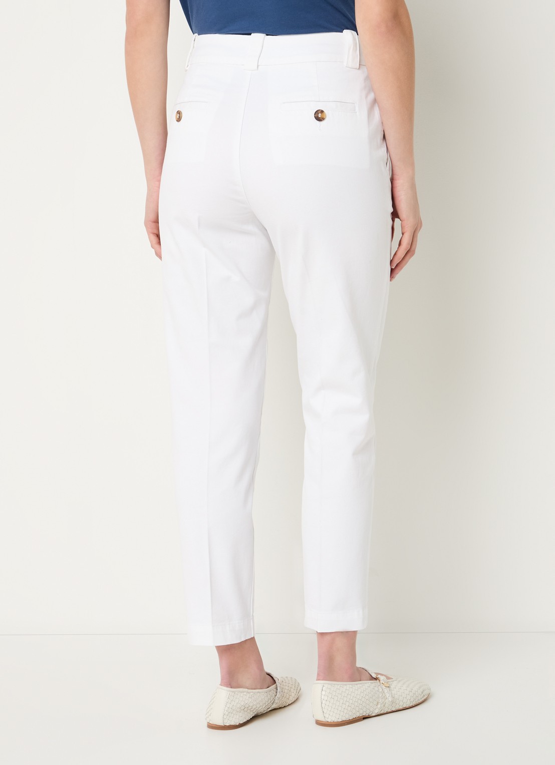 Benetton High waist cropped tapered fit pantalon met steekzakken - achterkant 2 wit