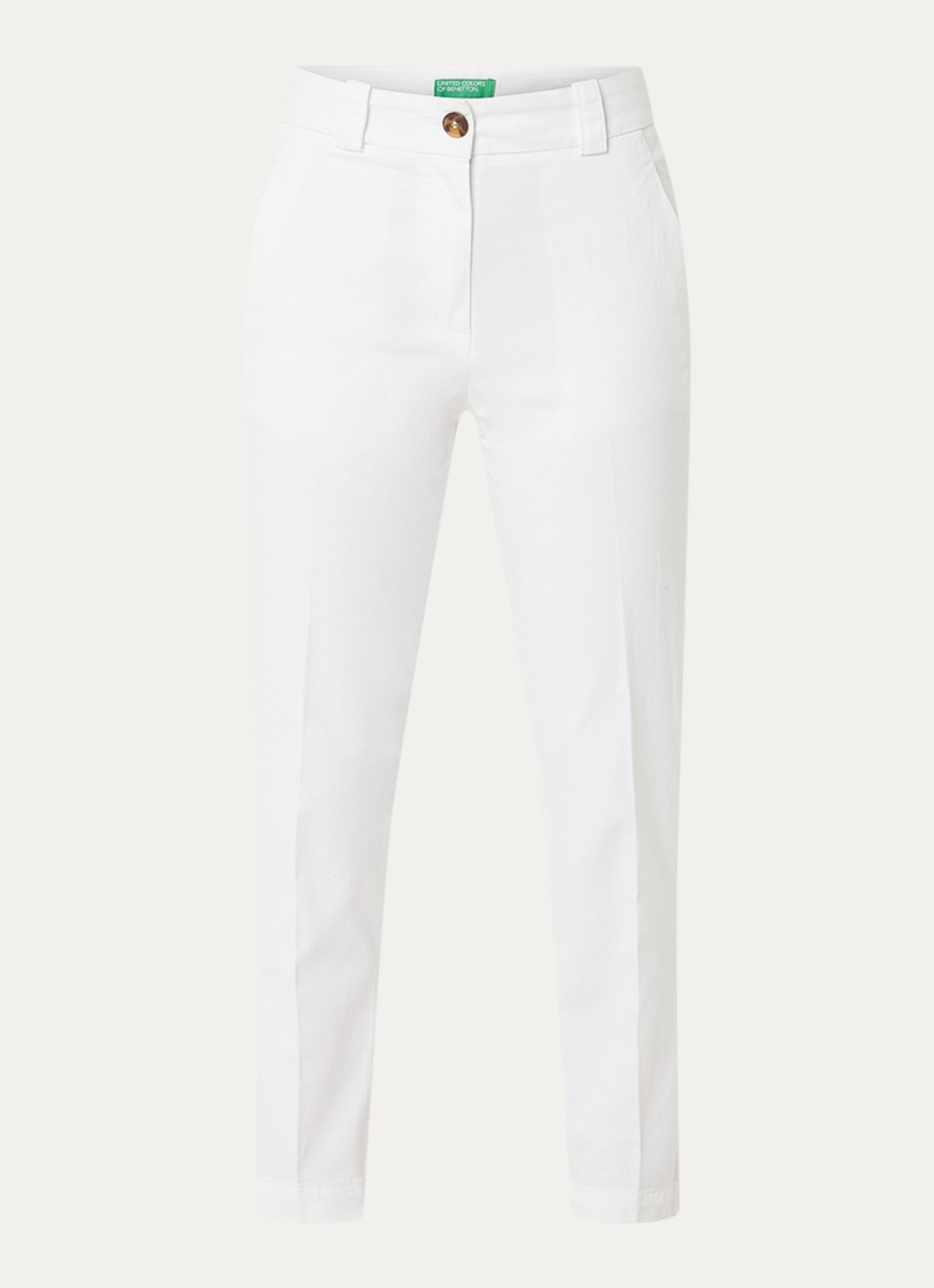 Benetton High waist cropped tapered fit pantalon met steekzakken - voorkant 3 wit