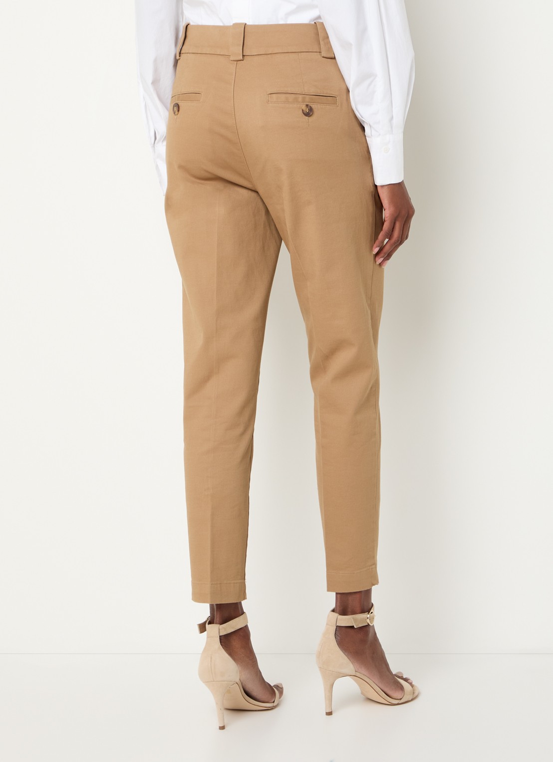 Benetton High waist cropped tapered fit pantalon met steekzakken - achterkant camel