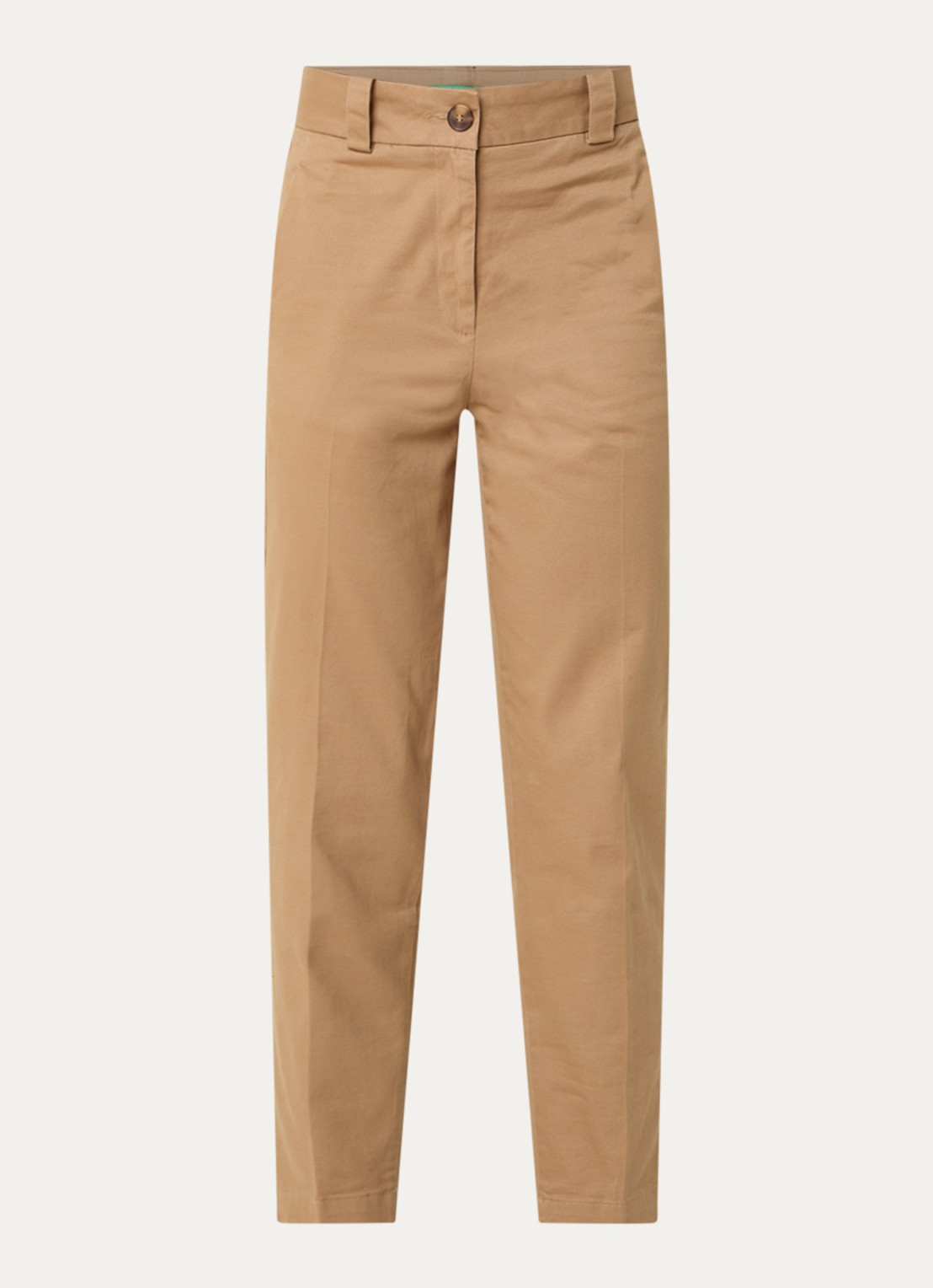 Benetton High waist cropped tapered fit pantalon met steekzakken - voorkant 2 camel