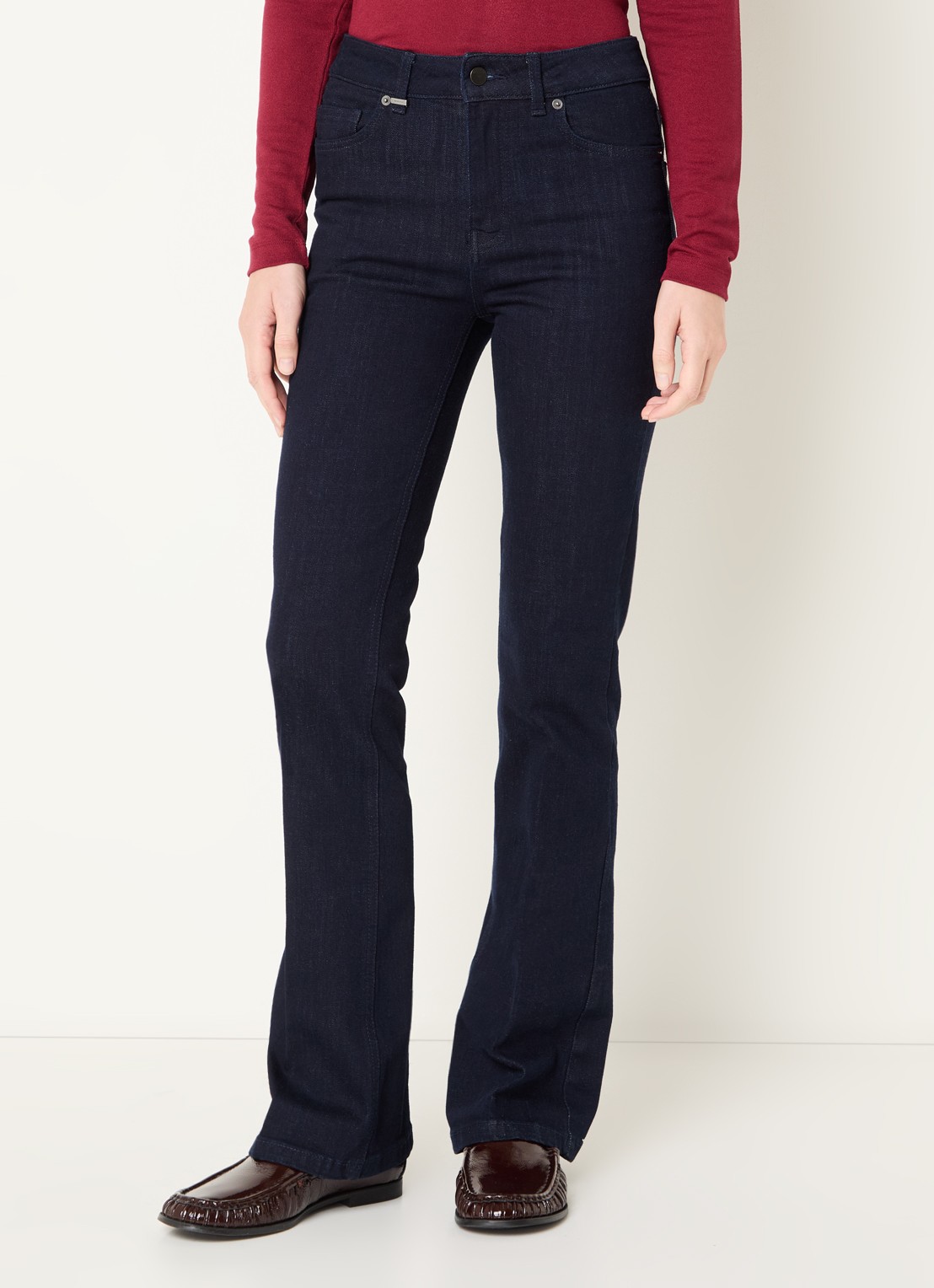 Benetton High waist flared fit jeans met donkere wassing - detail indigo