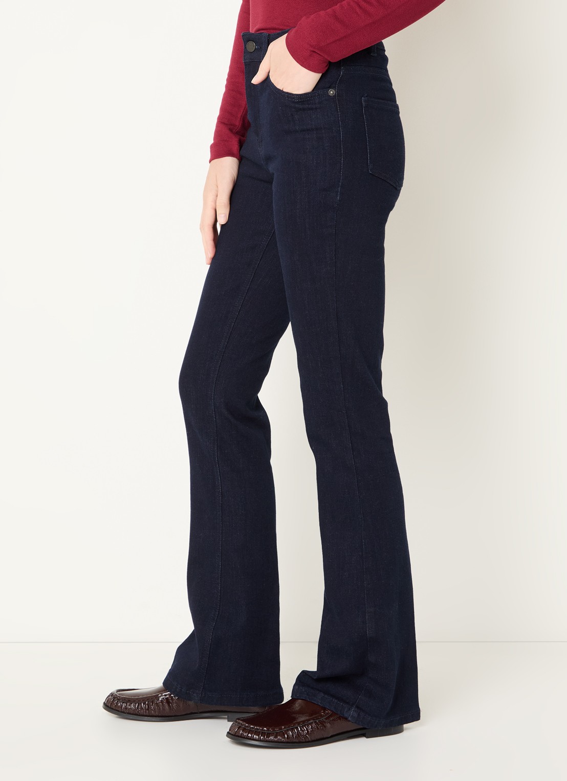 Benetton High waist flared fit jeans met donkere wassing - detail 2 indigo