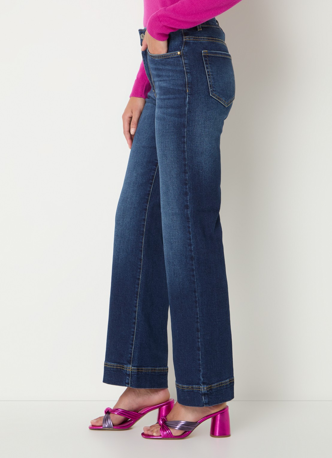 Benetton High waist flared jeans in  katoenblend - detail 2 indigo