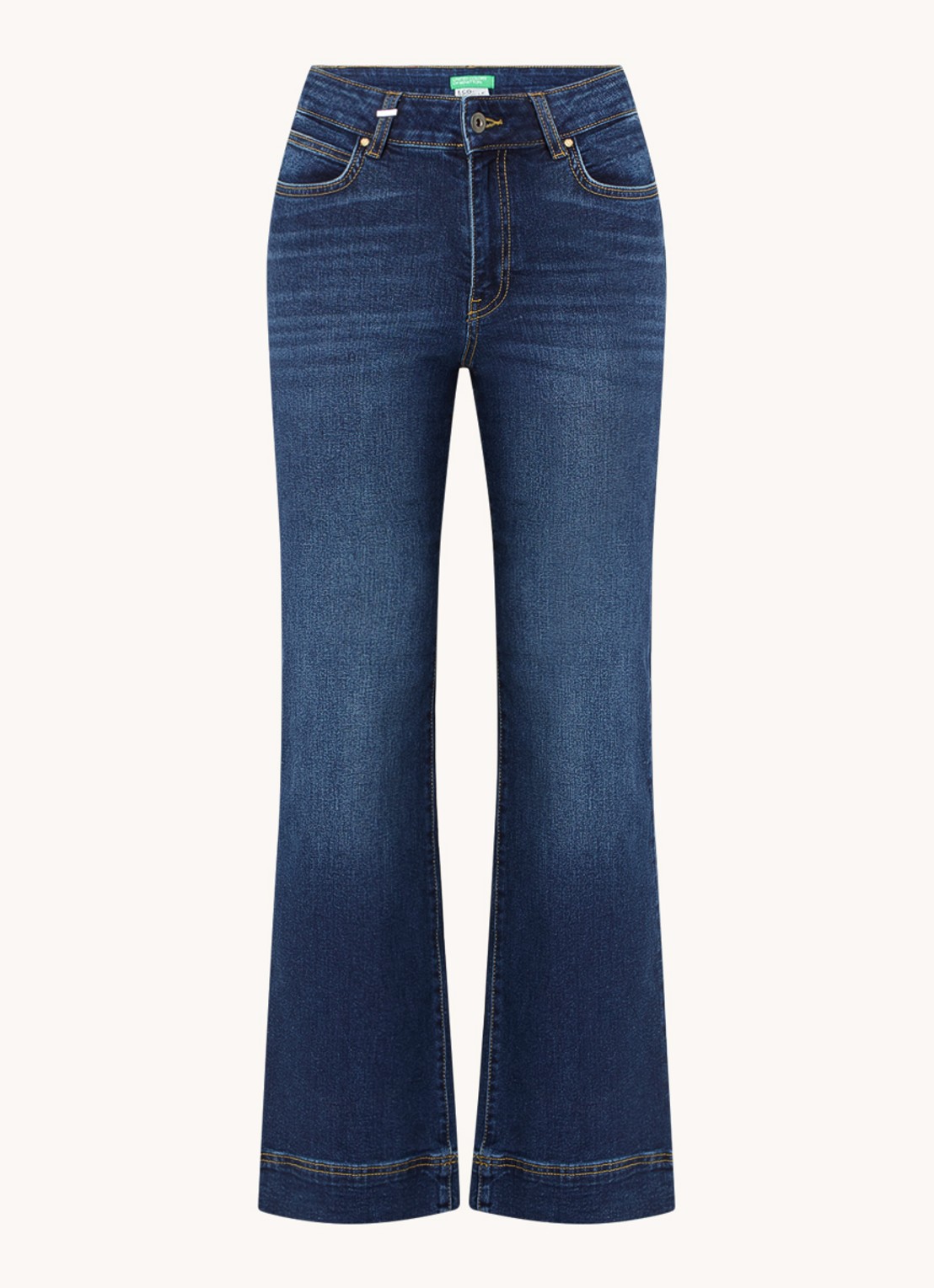 Benetton High waist flared jeans in  katoenblend - voorkant 3 indigo