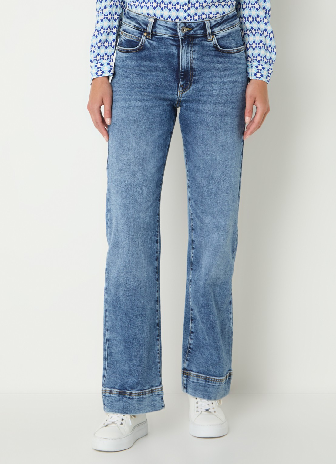 Benetton High waist flared jeans in  katoenblend - detail 2 blauw