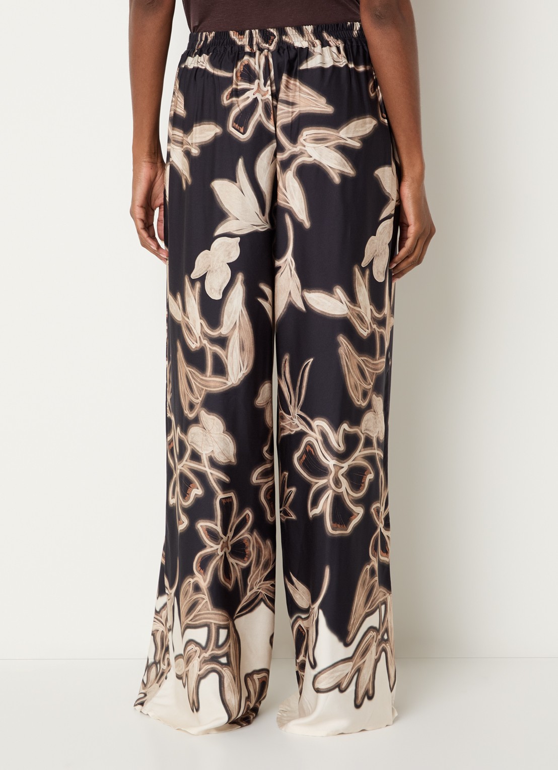 Benetton High waist loose fit broek met bloemenprint - achterkant 4 zwart