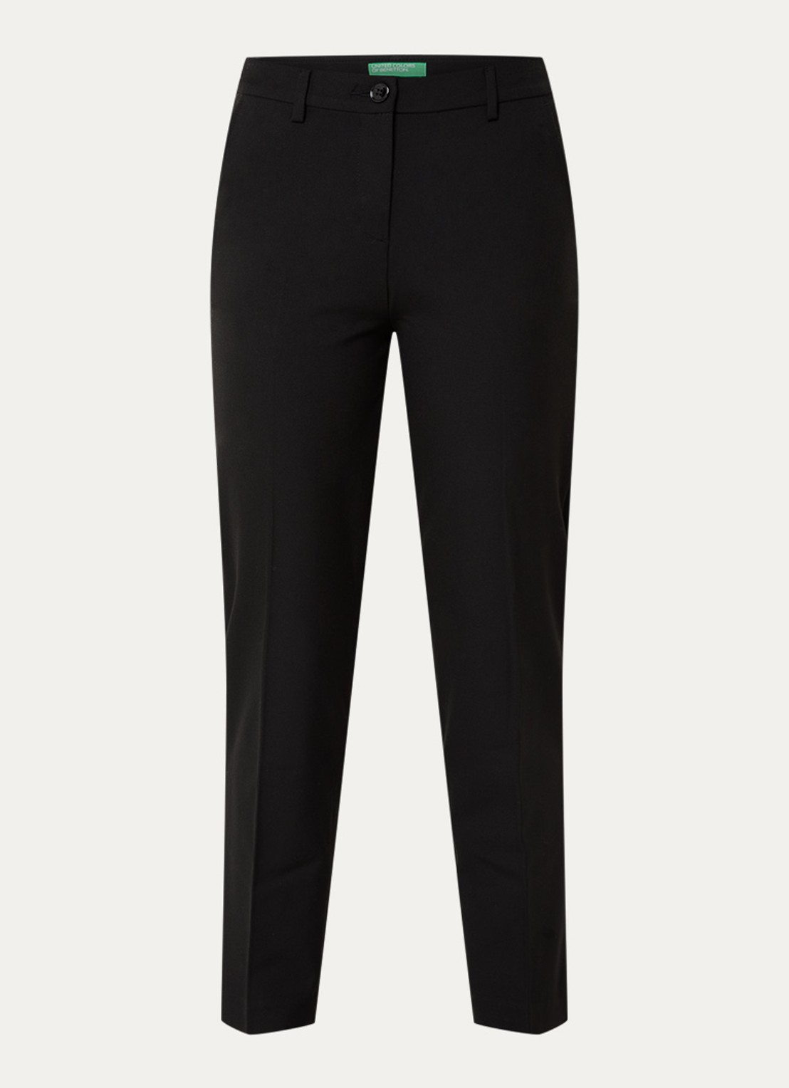 Benetton High waist loose fit cropped pantalon met steekzakken - voorkant 2 zwart
