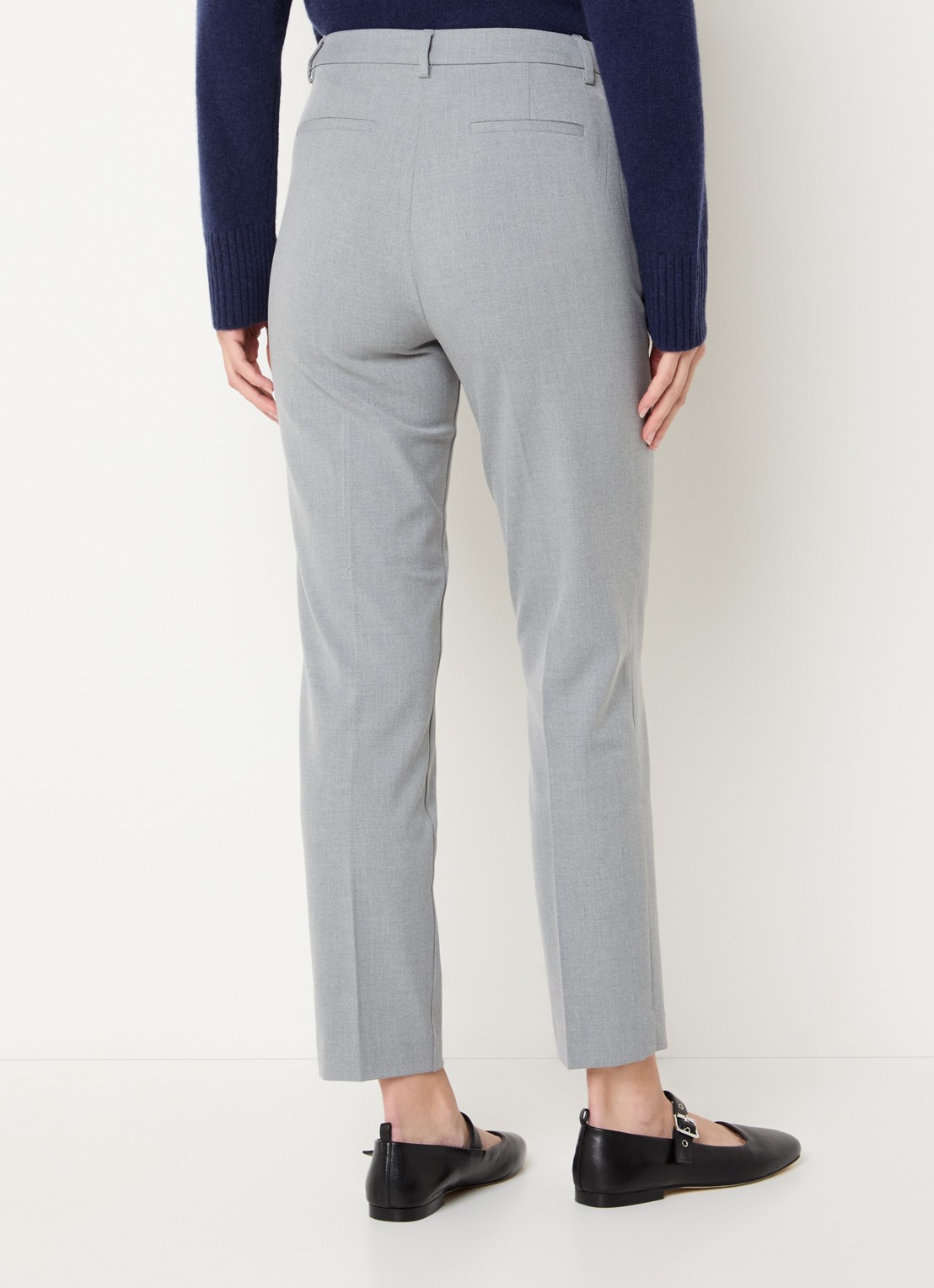 Benetton High waist loose fit cropped pantalon met steekzakken - achterkant parelmoer