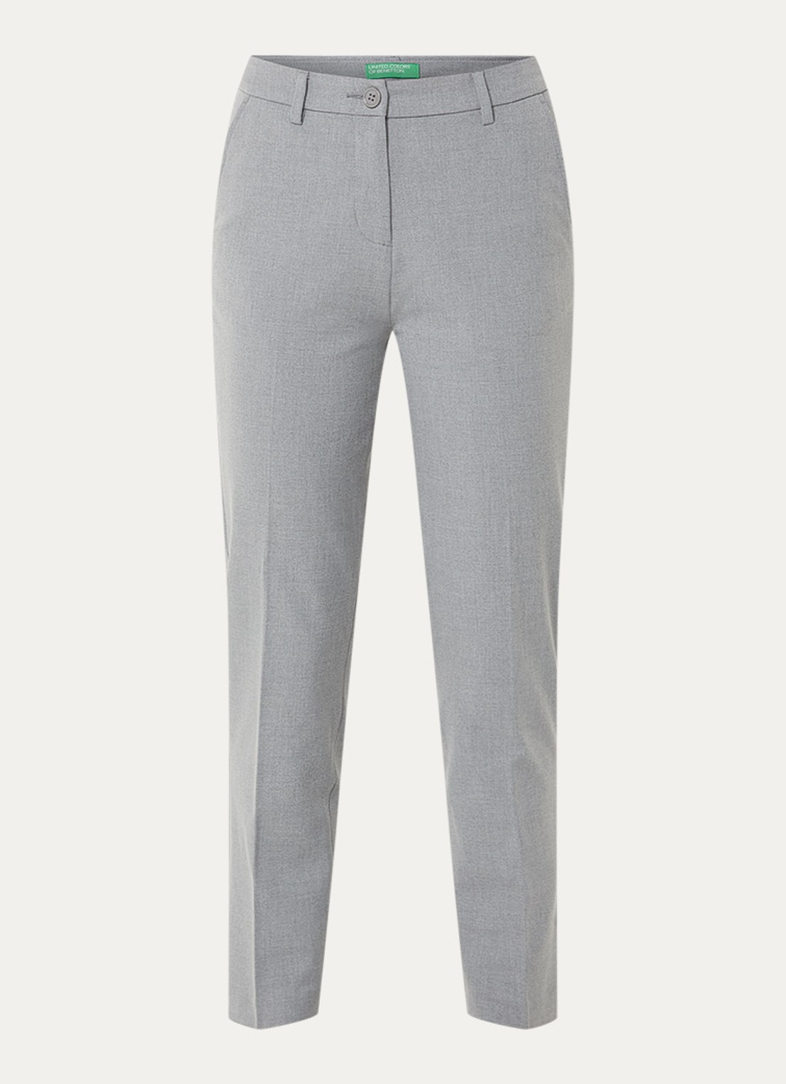 Benetton High waist loose fit cropped pantalon met steekzakken - voorkant 2 parelmoer