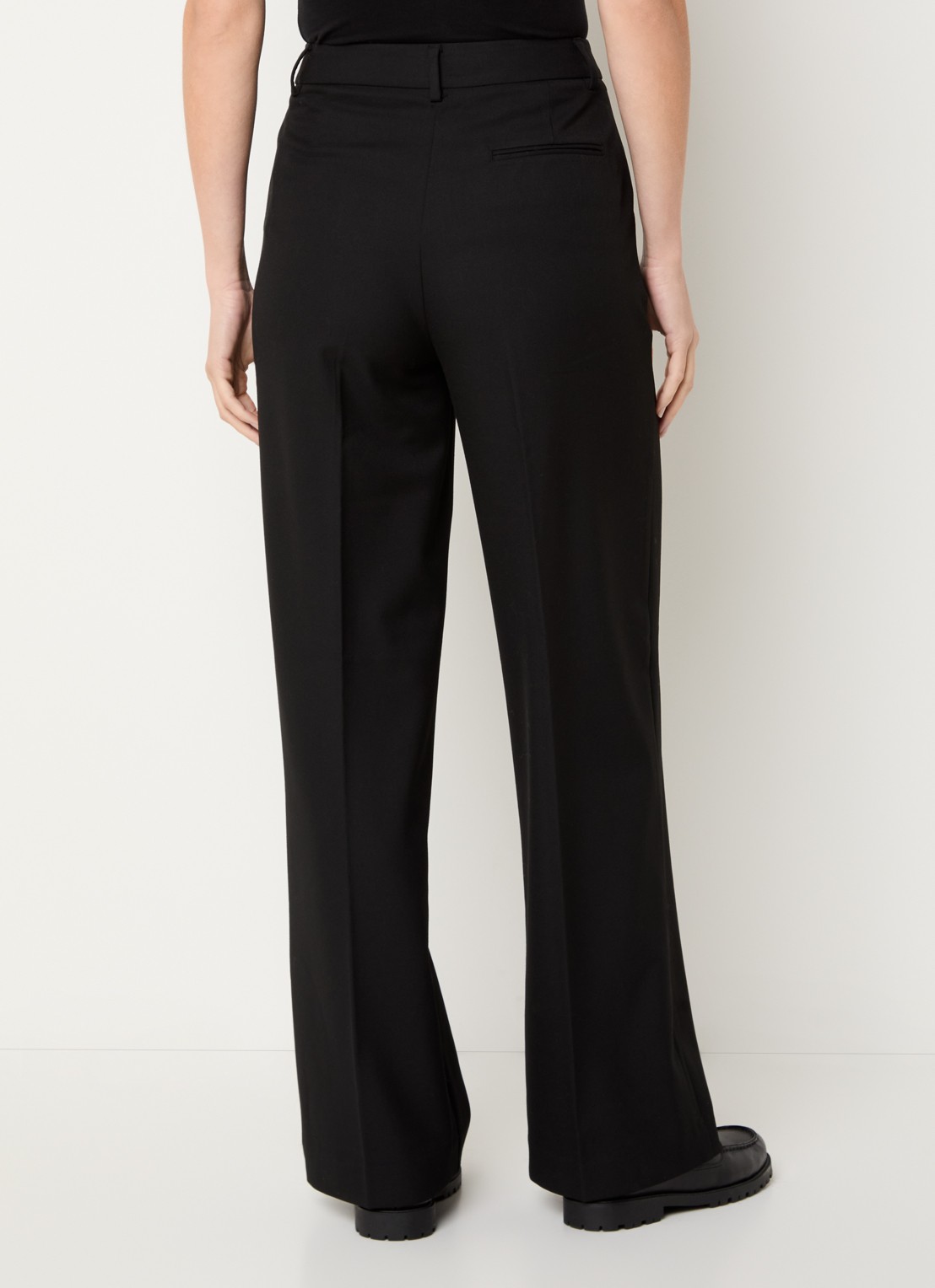 Benetton High waist loose fit pantalon met steekzakken - achterkant zwart