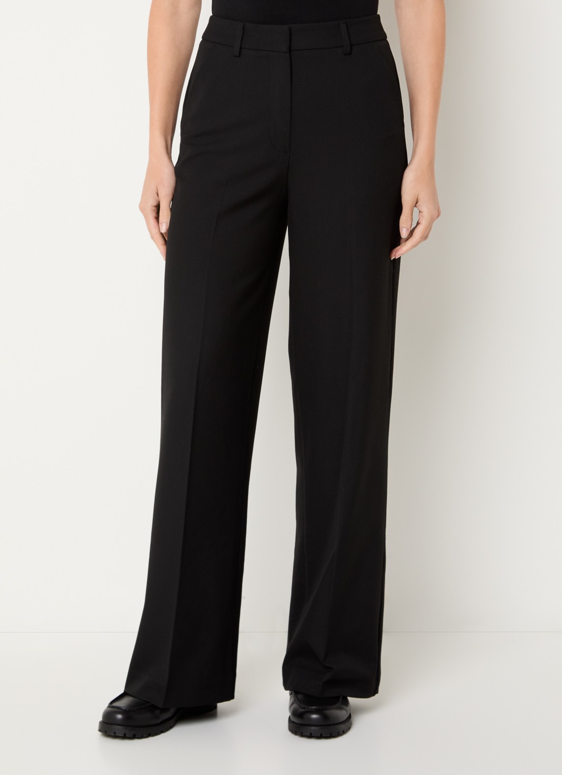 Benetton High waist loose fit pantalon met steekzakken - detail 4 zwart