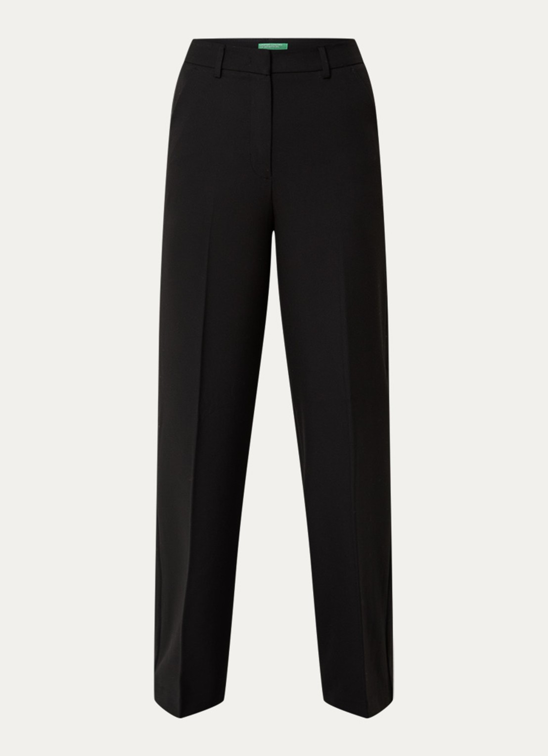 Benetton High waist loose fit pantalon met steekzakken - voorkant 2 zwart
