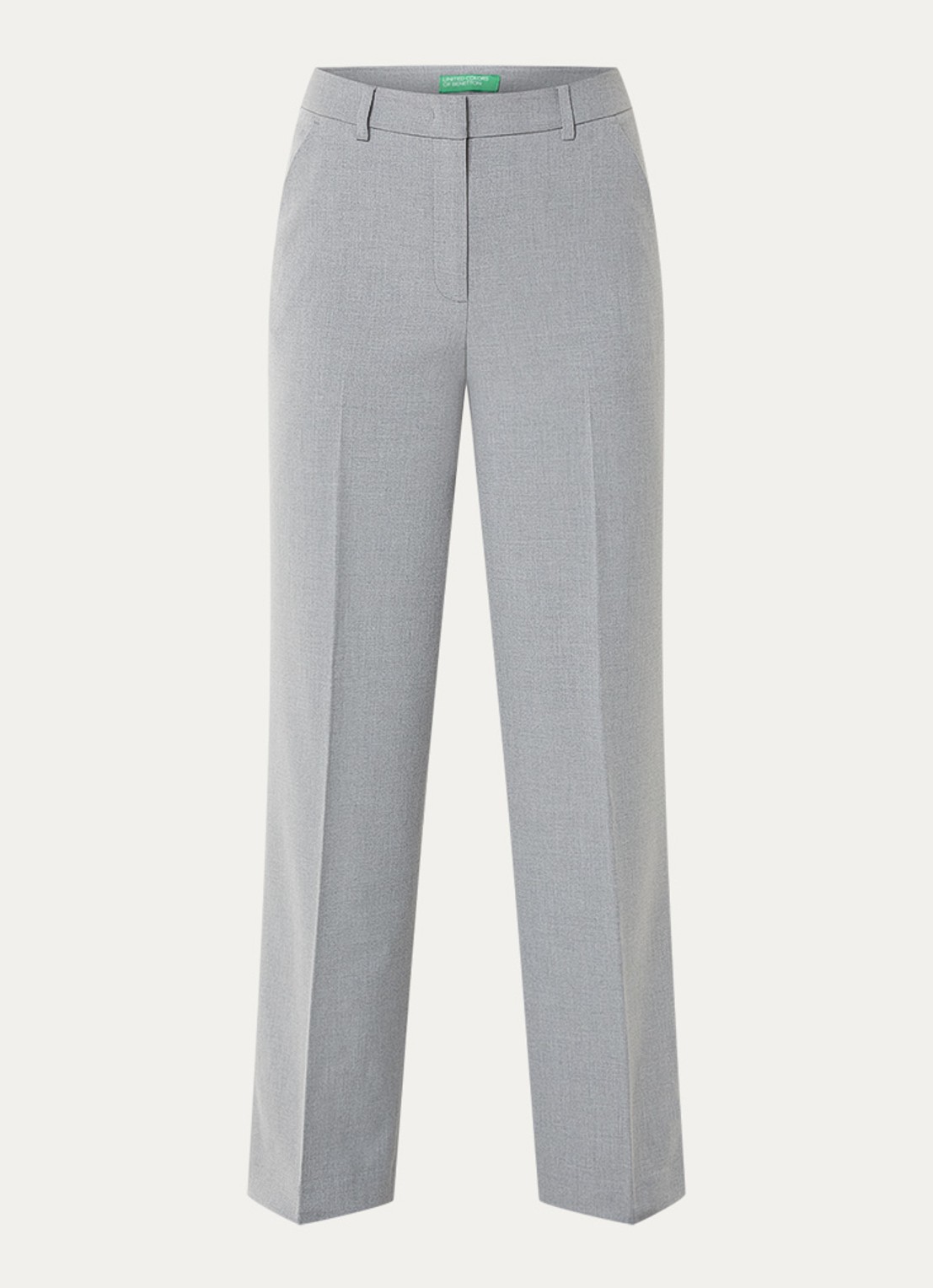 Benetton High waist loose fit pantalon met steekzakken - voorkant 2 lichtgrijs