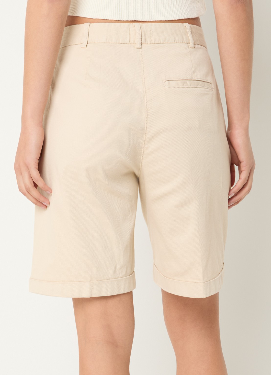 Benetton High waist regular fit korte broek met steekzakken - achterkant 4 zand