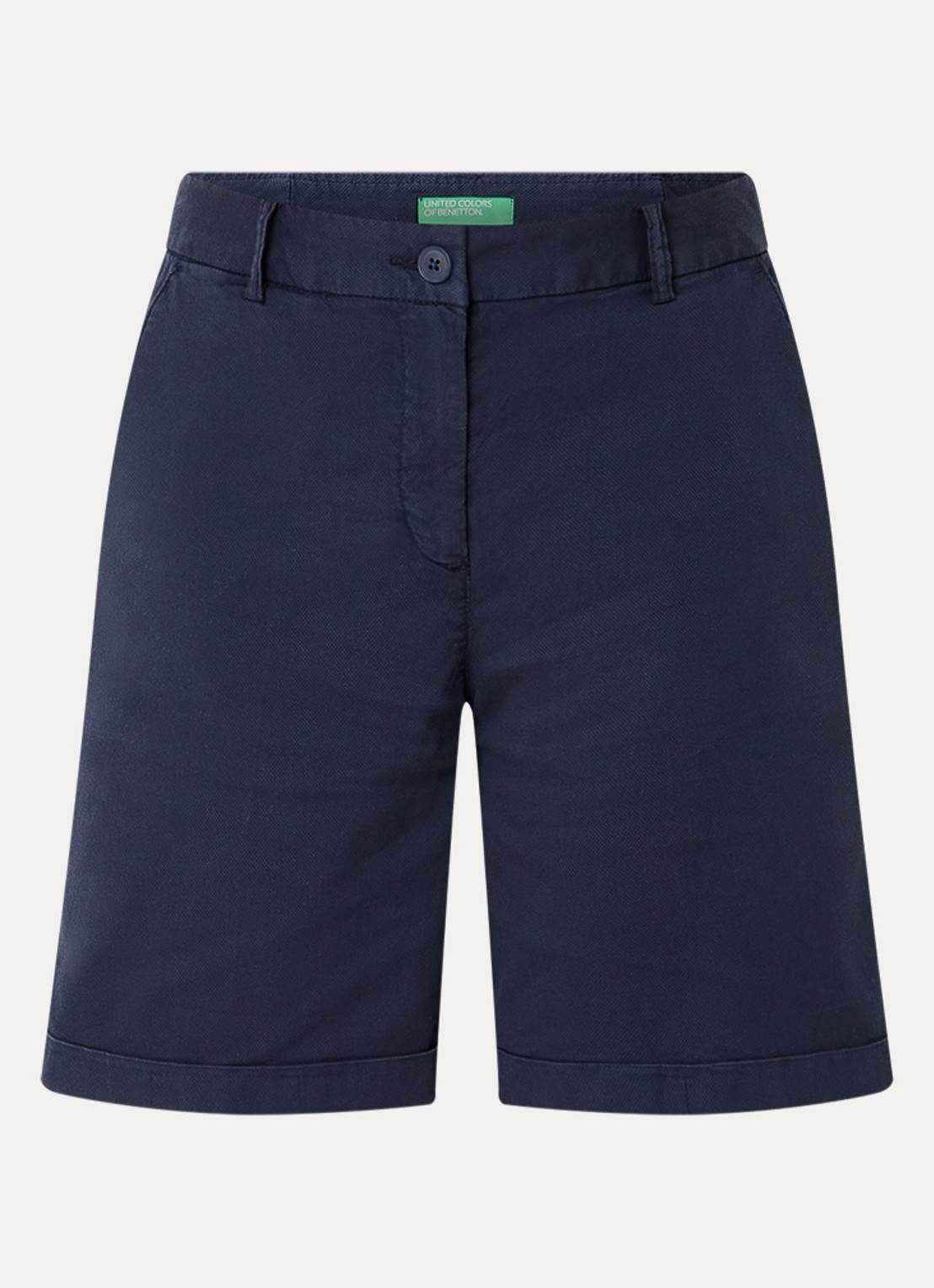 Benetton High waist regular fit korte broek met steekzakken - voorkant 3 blauw