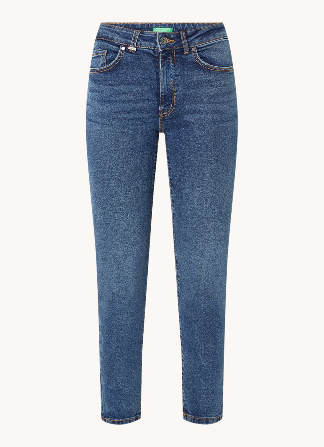 Benetton High waist skinny jeans met steekzakken - voorkant indigo