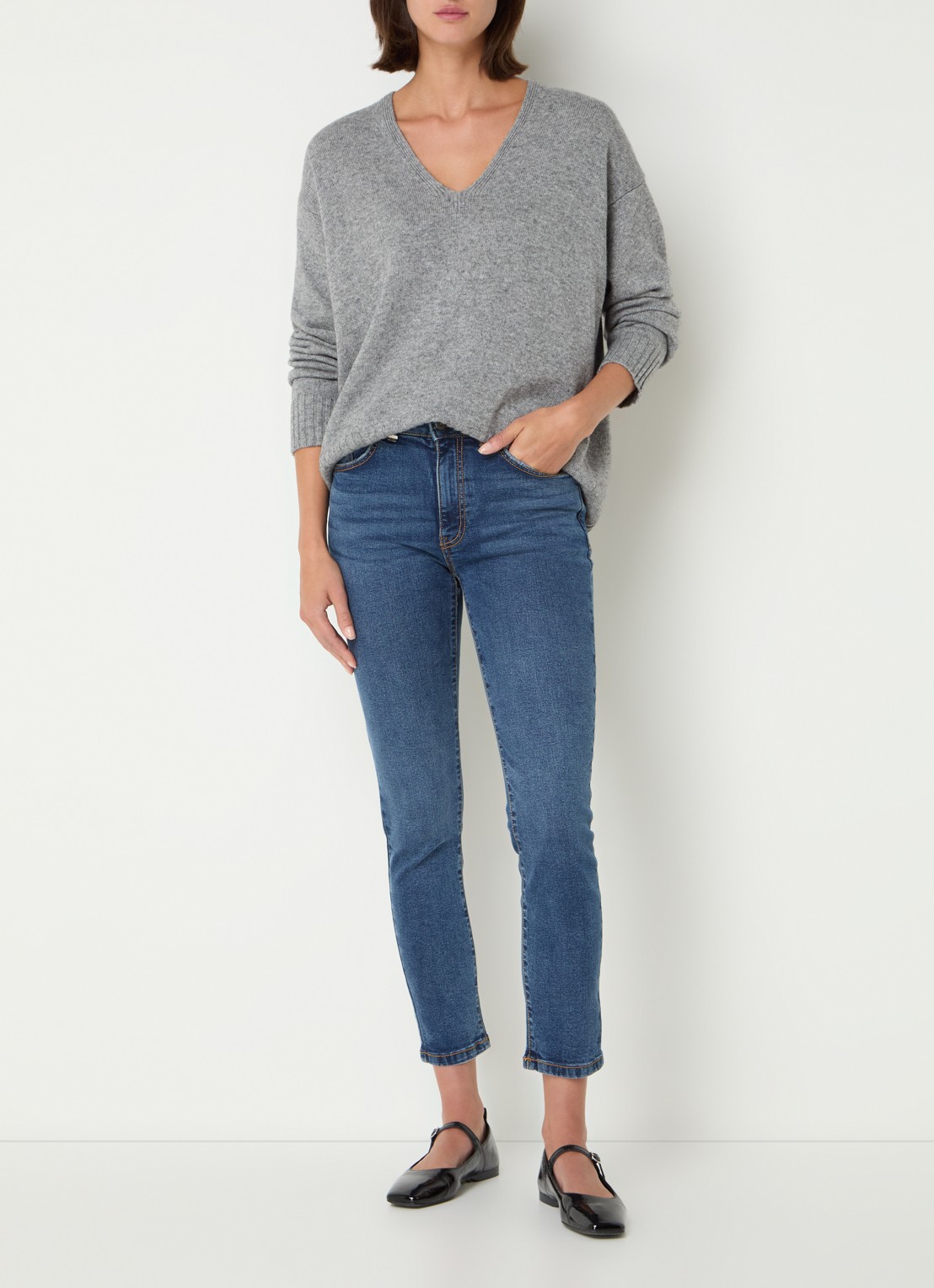 Benetton High waist skinny jeans met steekzakken - voorkant 2 indigo
