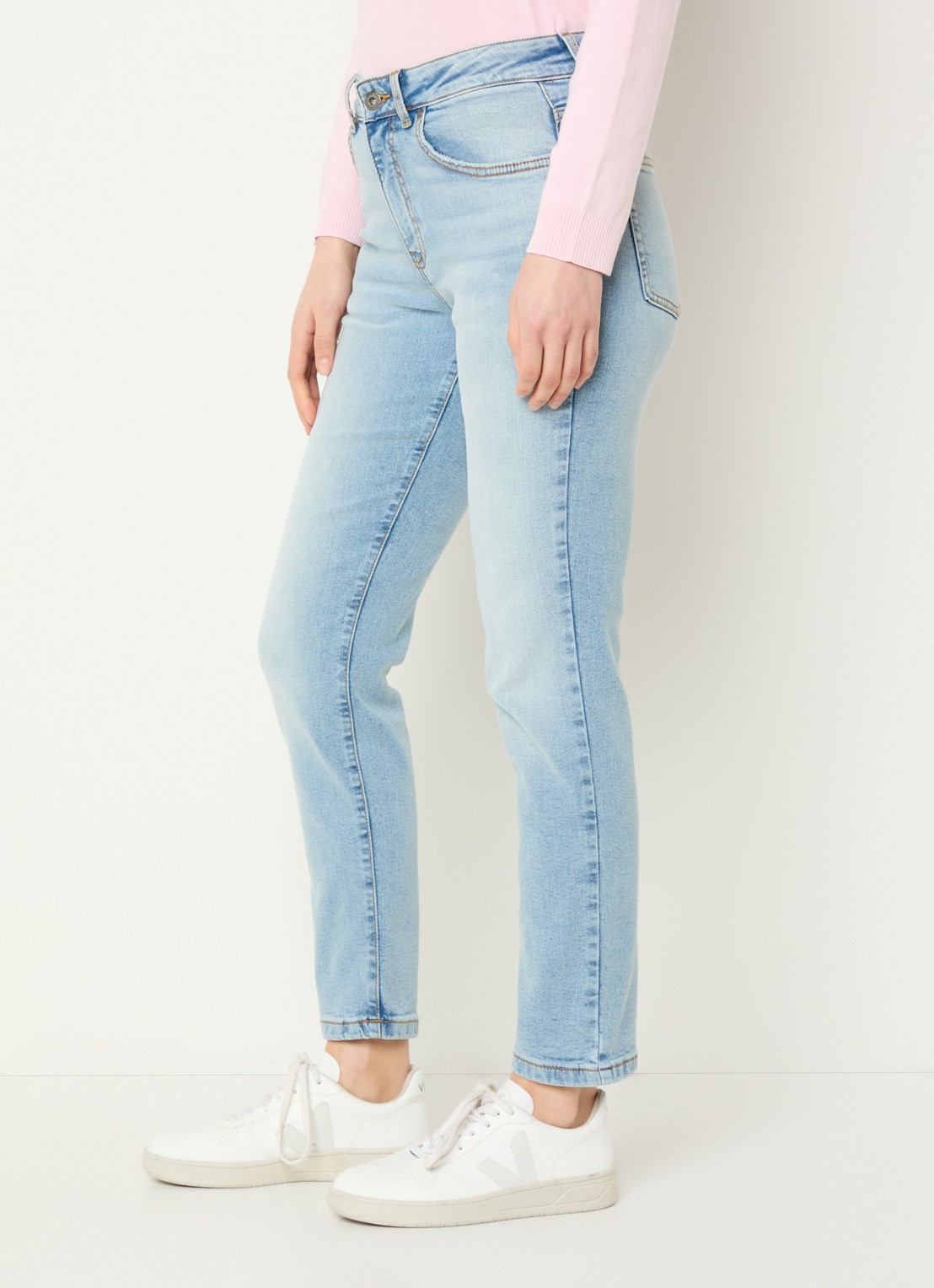 Benetton High waist skinny jeans met steekzakken - detail 2 lichtblauw