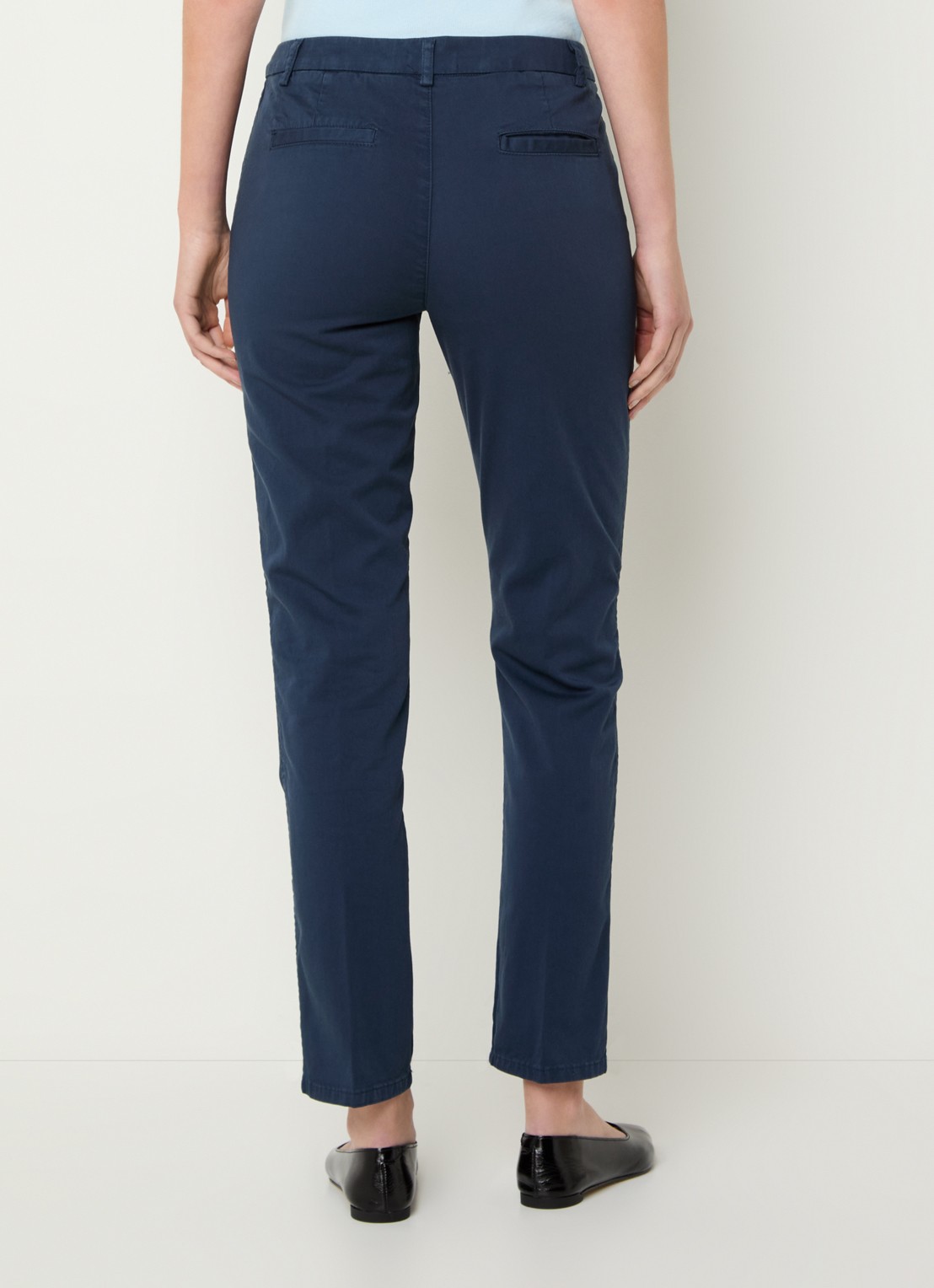 Benetton High waist slim fit chino met steekzakken - achterkant donkerblauw